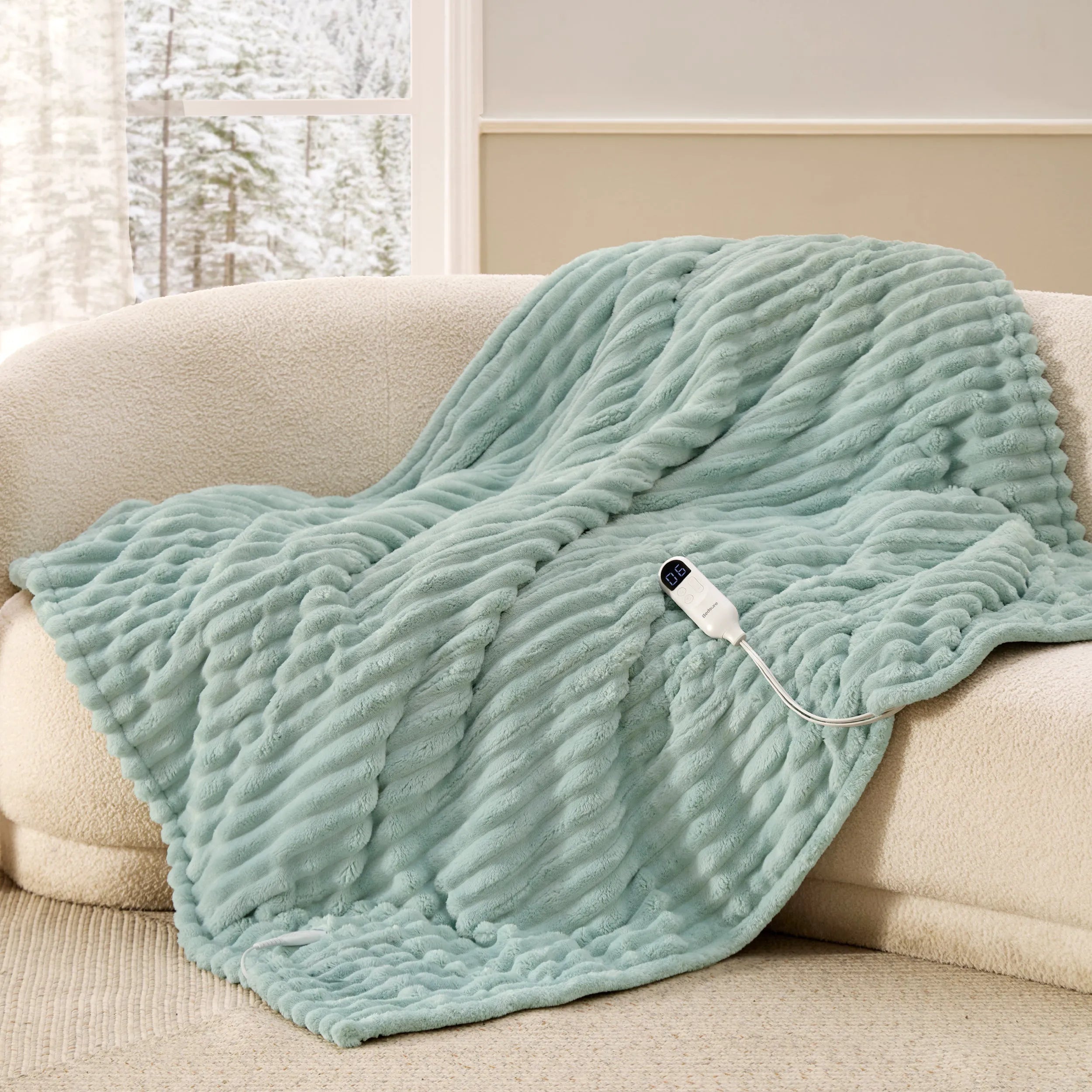 Heated Striped Flannel Blanket
