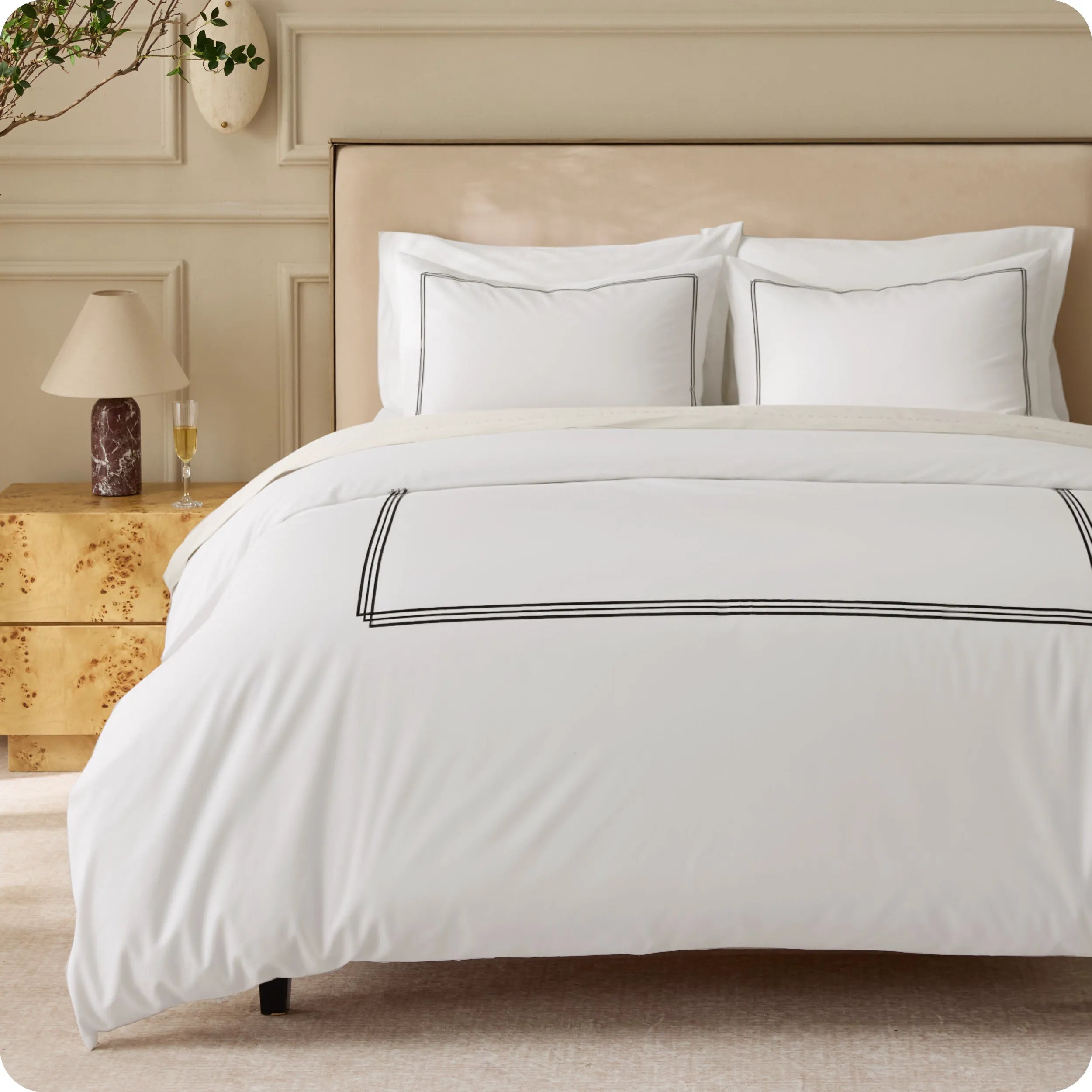 PureWoven™ Cotton Embroidered Hotel Duvet Cover Set