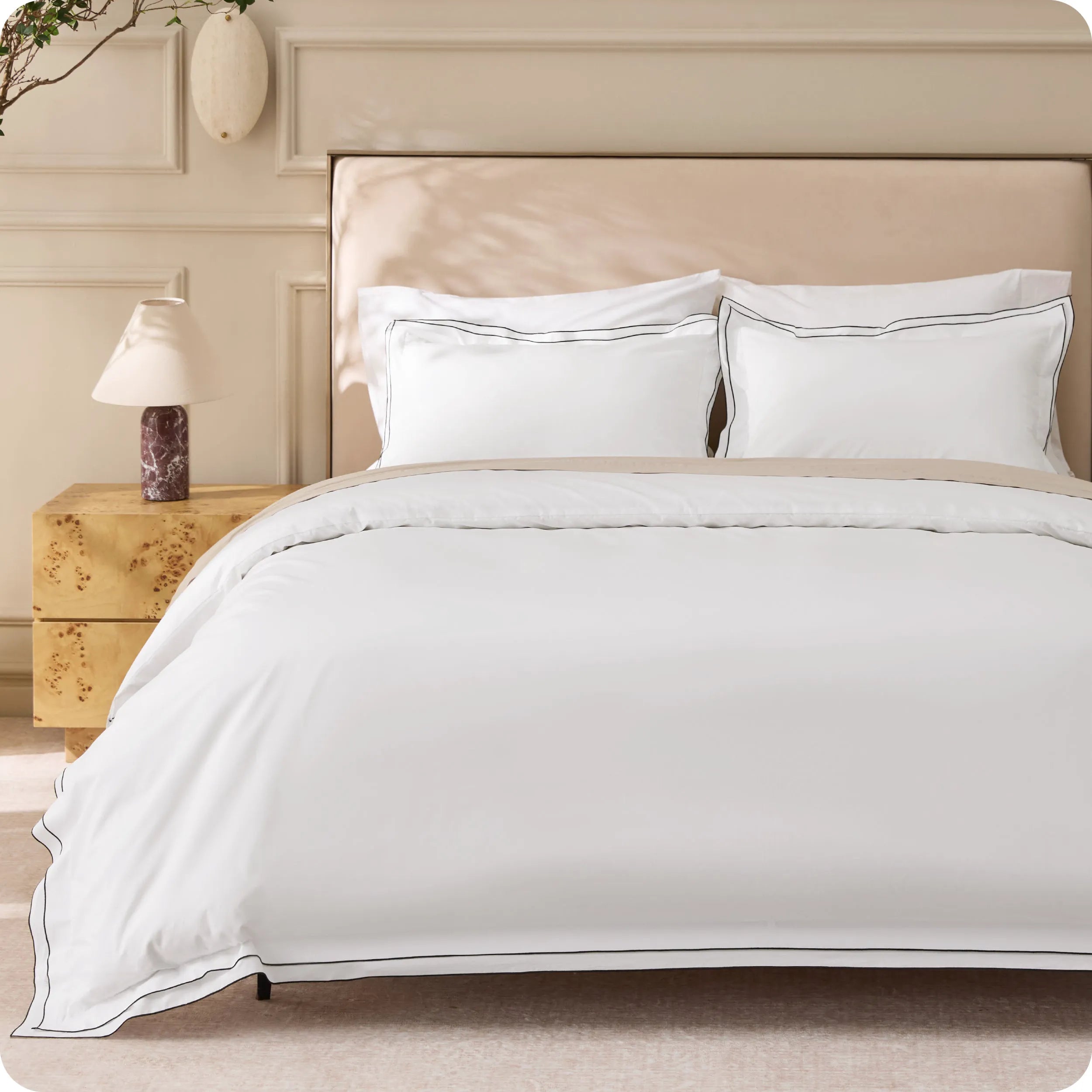 PureWoven™ Cotton Embroidered Hotel Duvet Cover Set