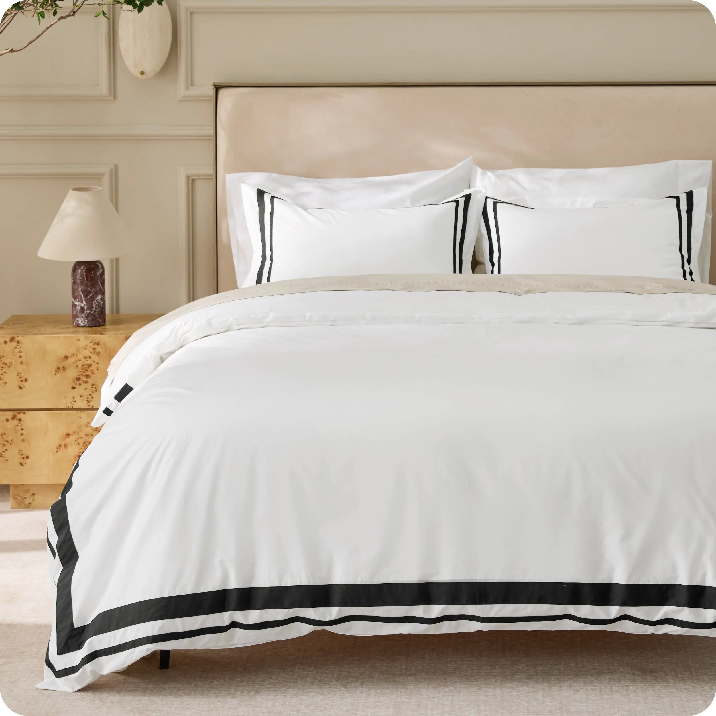 PureWoven™ Cotton Embroidered Hotel Duvet Cover Set