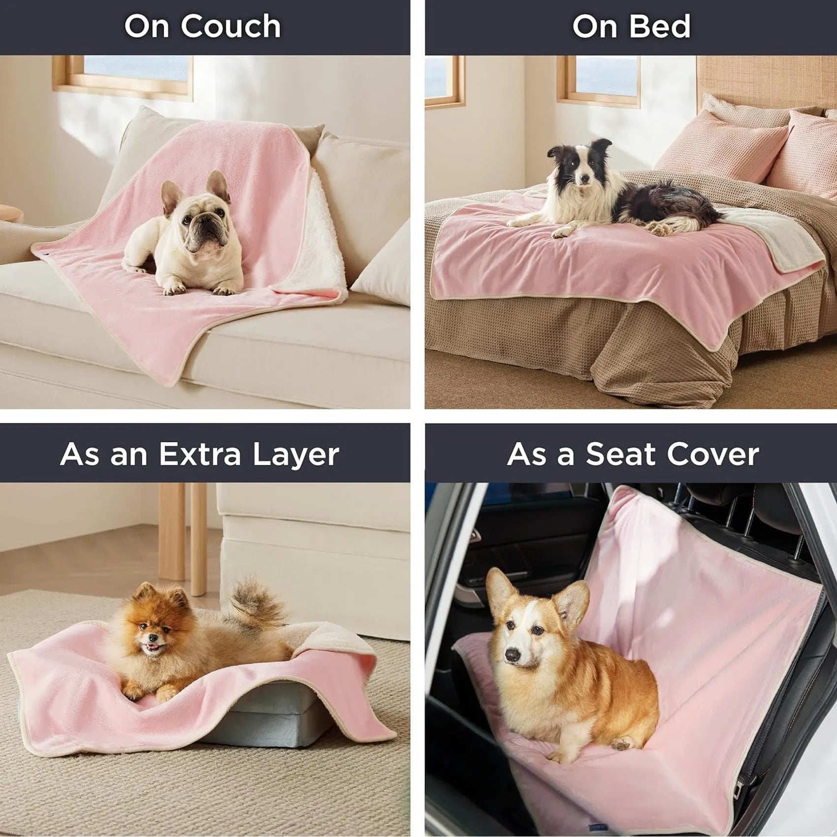 Reversible Sherpa & Microfiber Fleece Dog Blanket