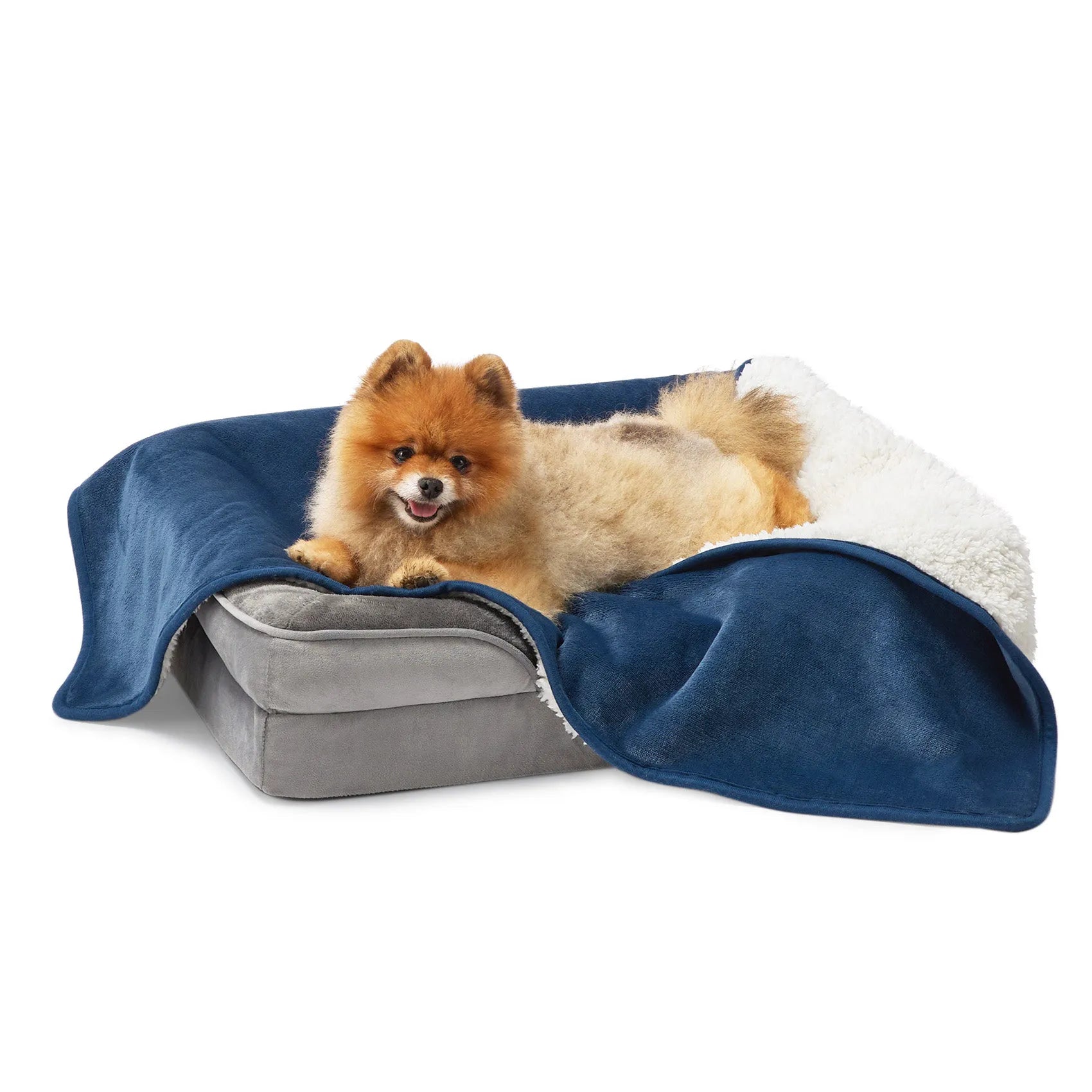 Reversible Sherpa & Microfiber Fleece Dog Blanket