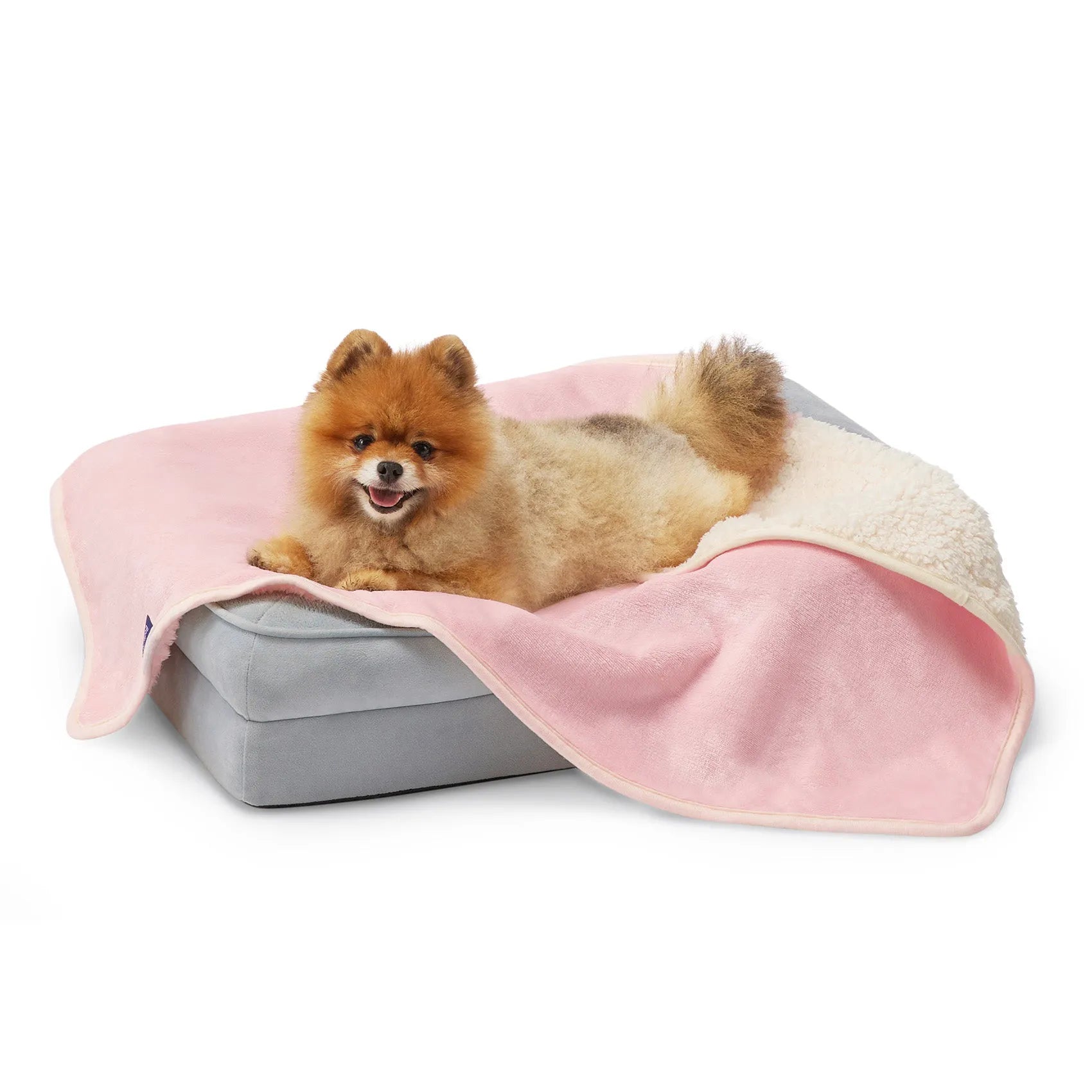 Reversible Sherpa & Microfiber Fleece Dog Blanket