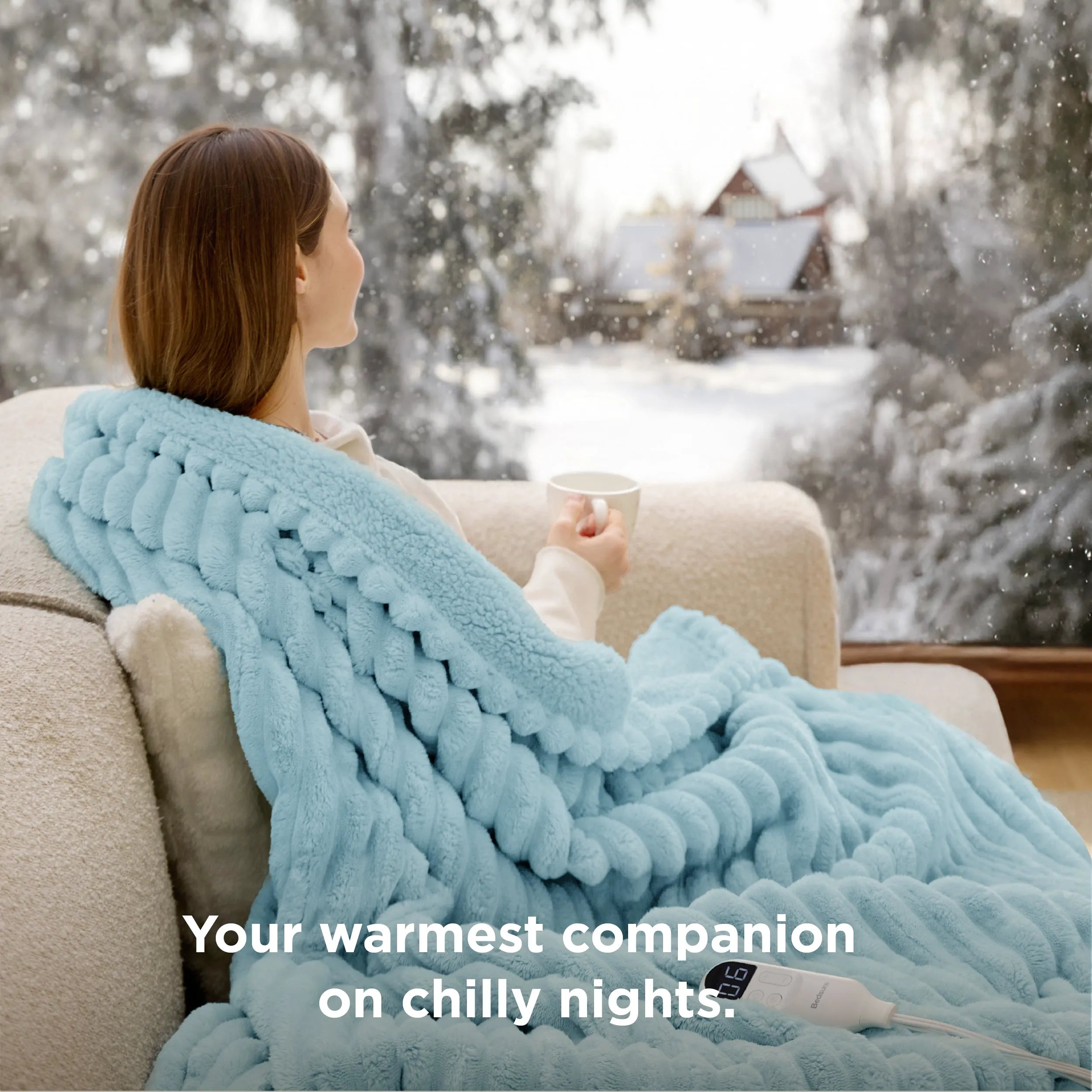 Heated Striped Flannel Blanket