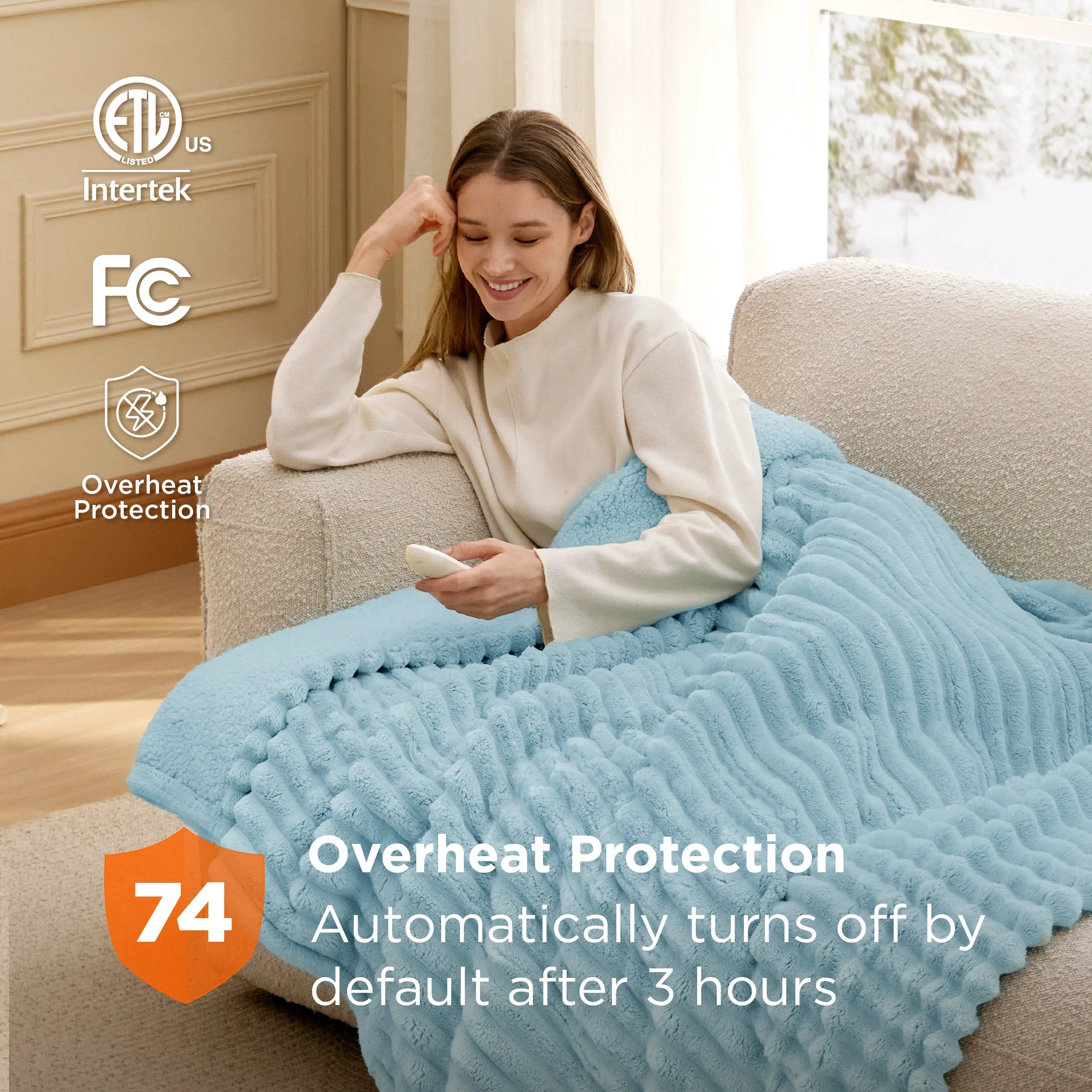 Heated Striped Flannel Blanket
