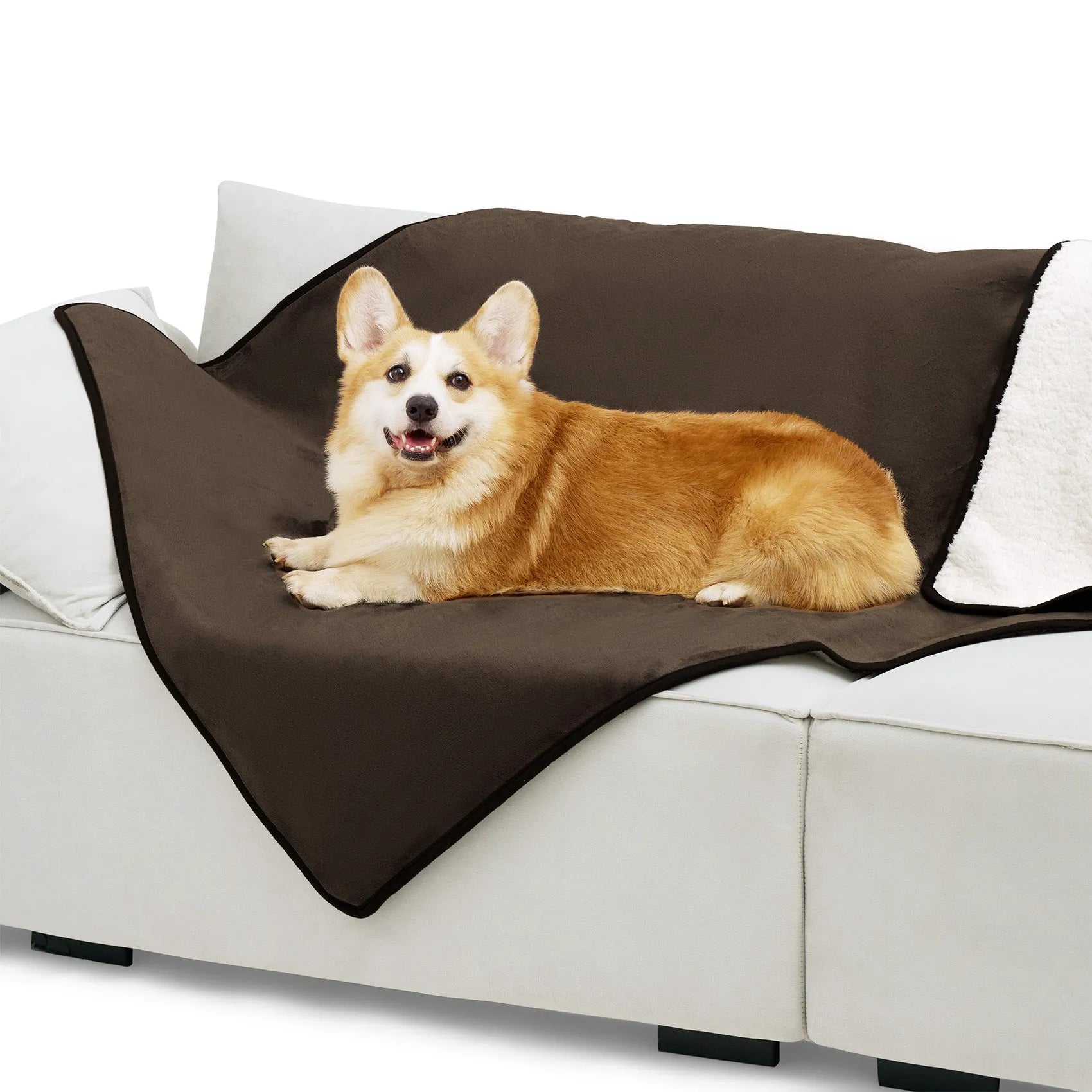 Reversible Sherpa & Microfiber Fleece Dog Blanket