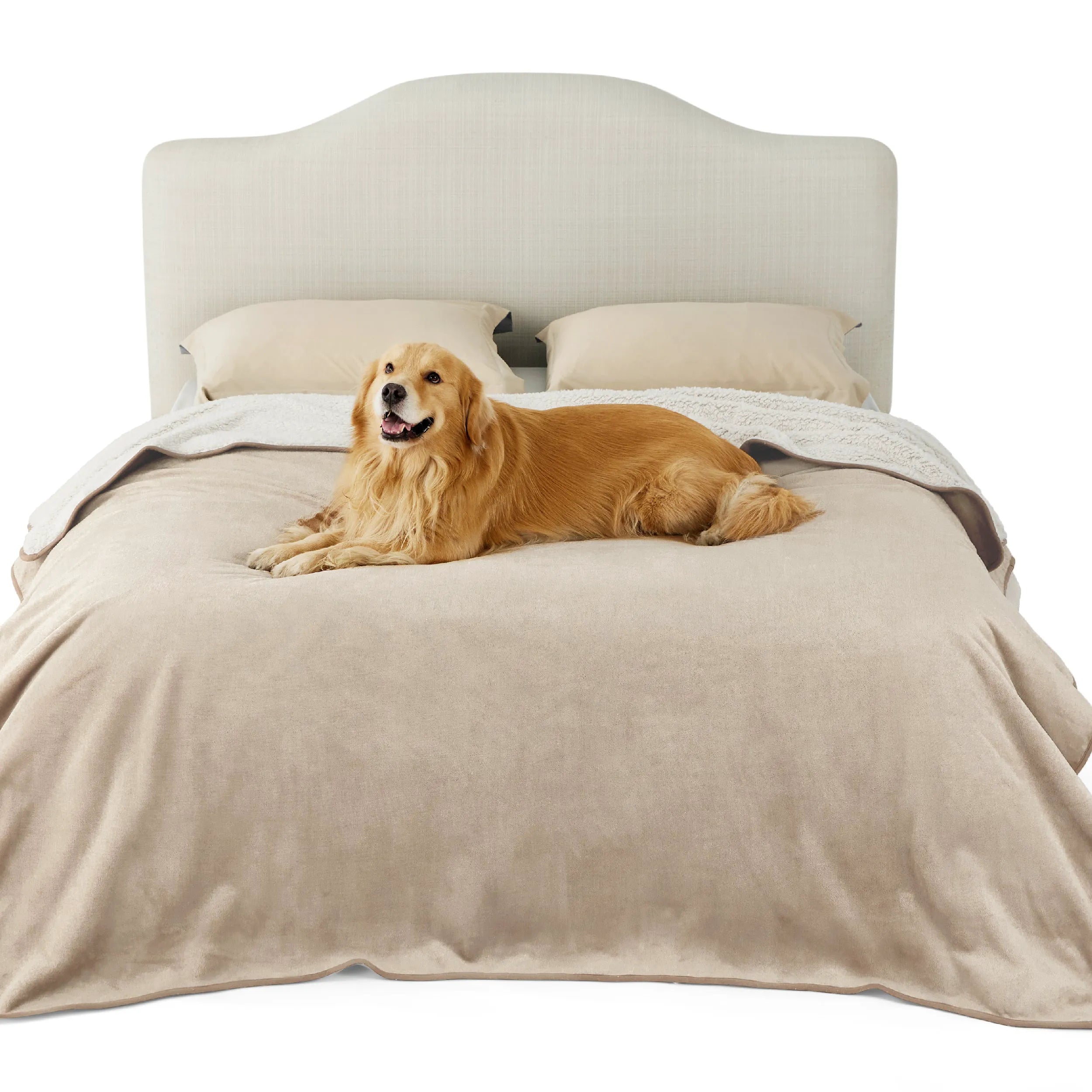 Reversible Sherpa & Microfiber Fleece Dog Blanket