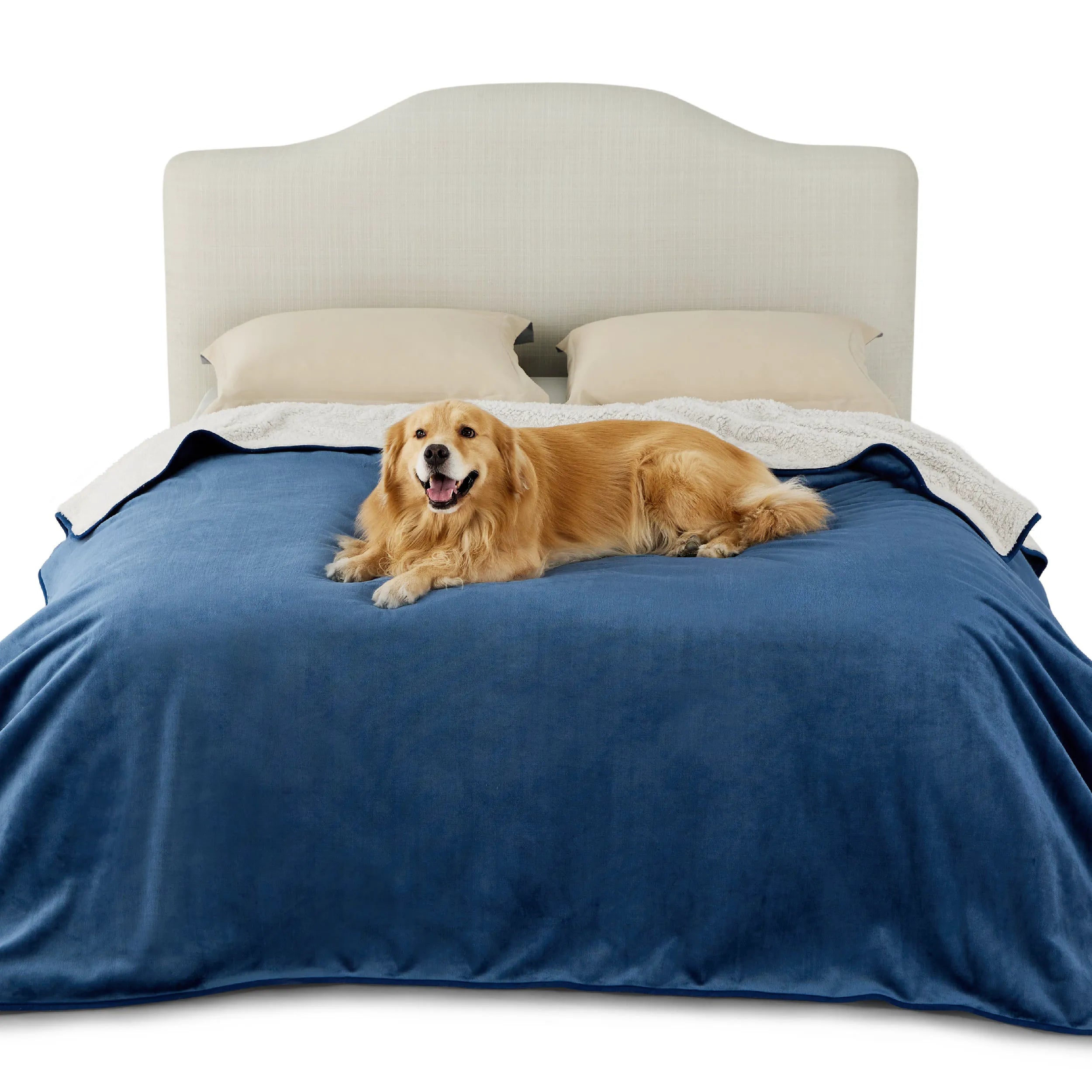 Reversible Sherpa & Microfiber Fleece Dog Blanket