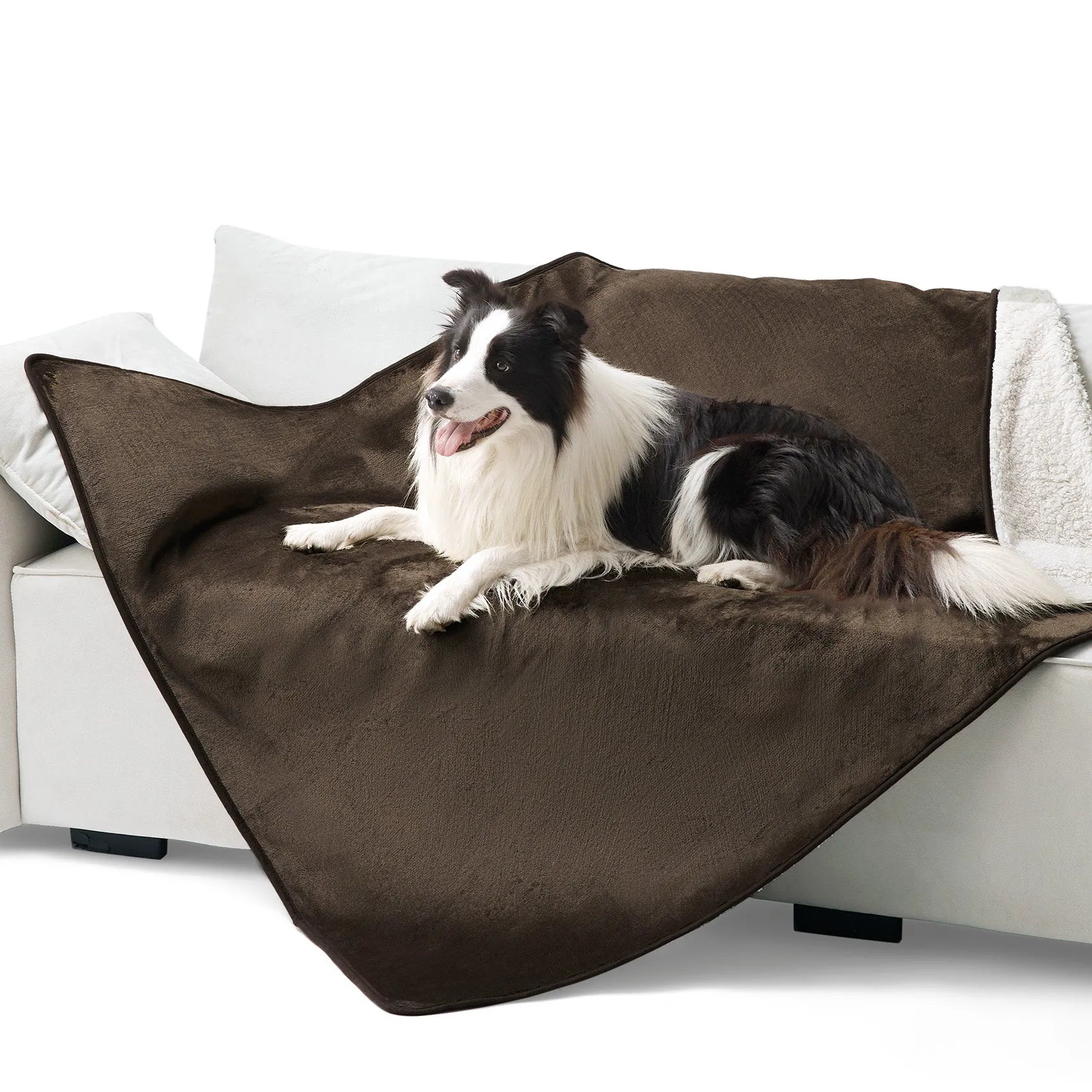 Reversible Sherpa & Microfiber Fleece Dog Blanket