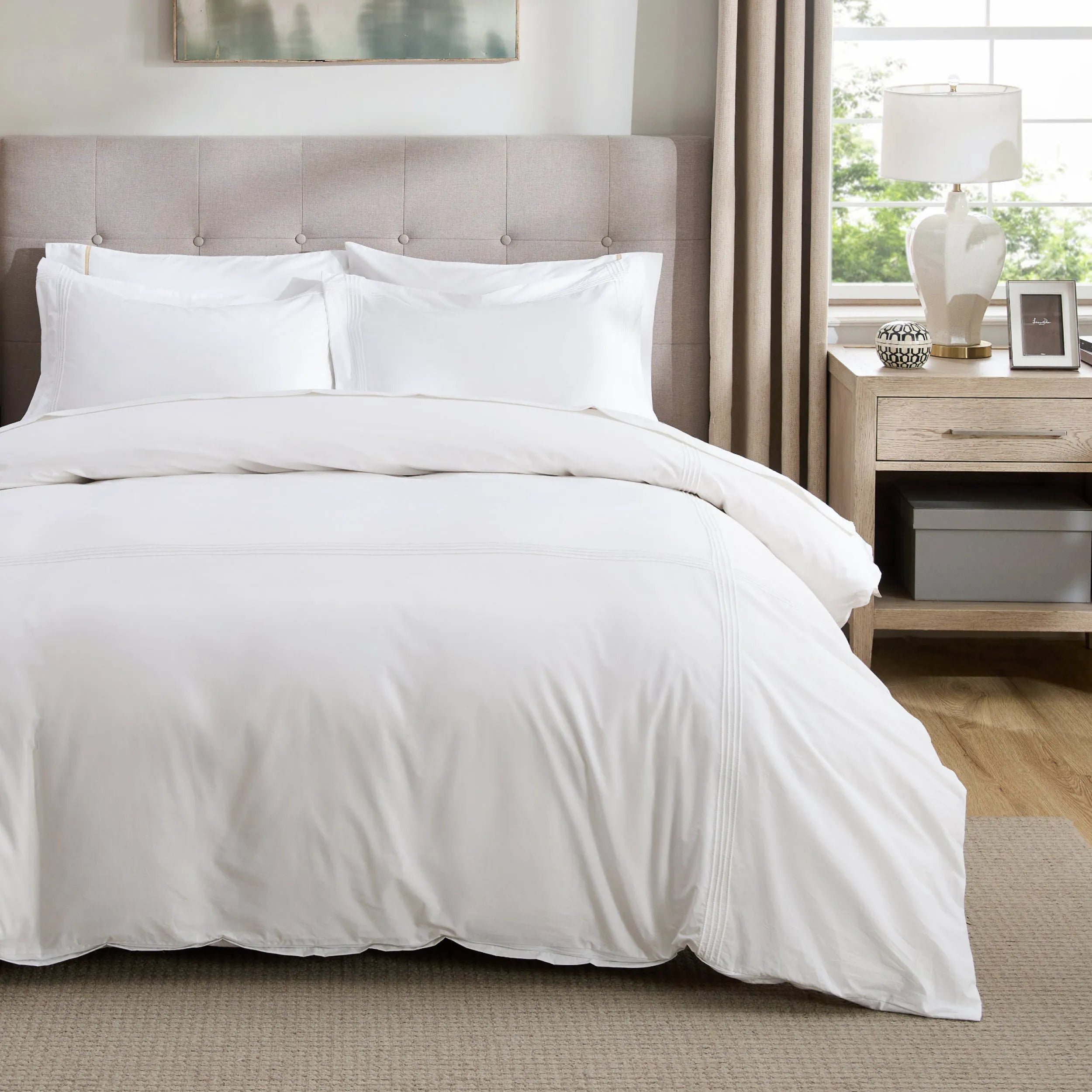 PureWoven™ Cotton Embroidered Hotel Duvet Cover Set