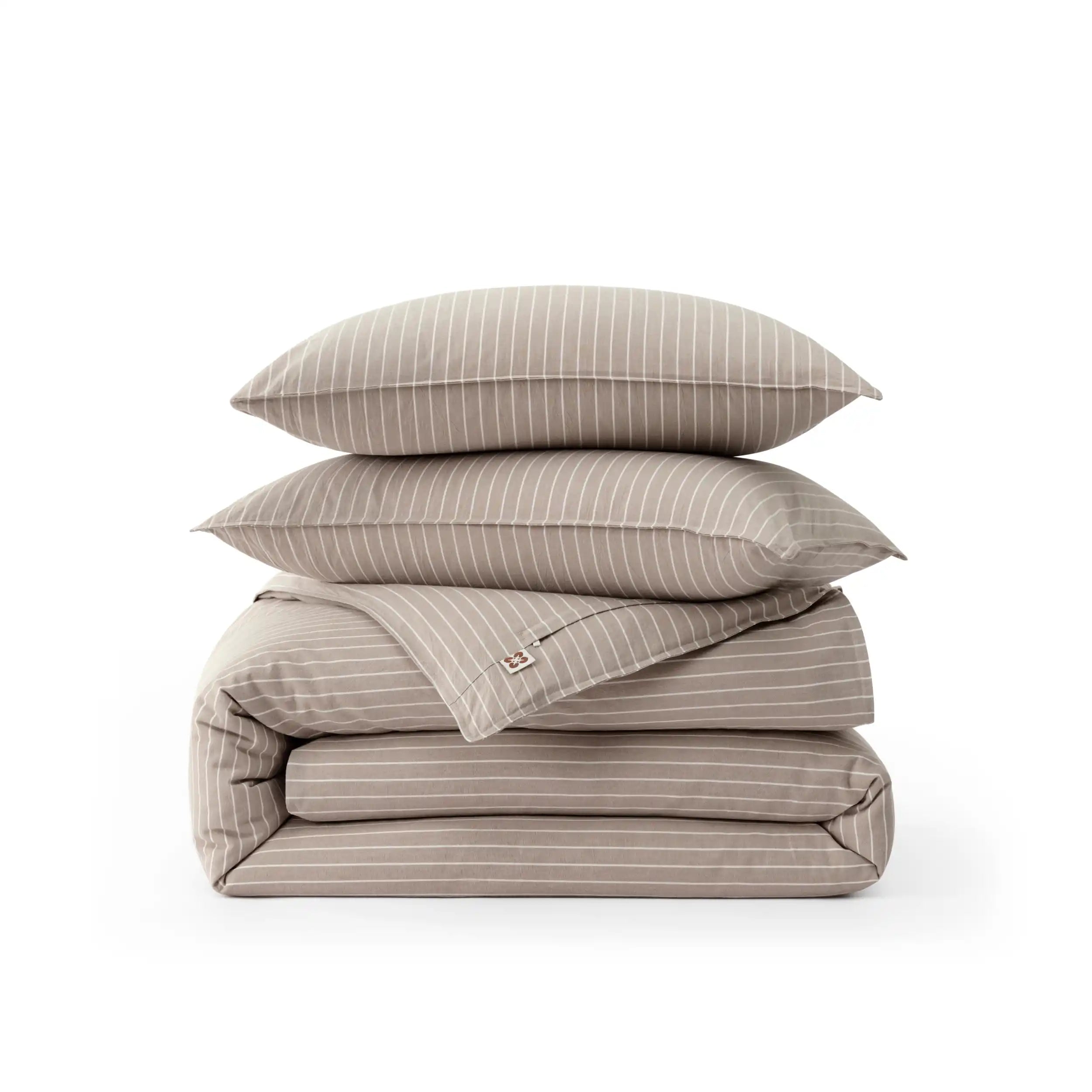 PureWoven™ Washed Cotton Striped Duvet Cover Set
