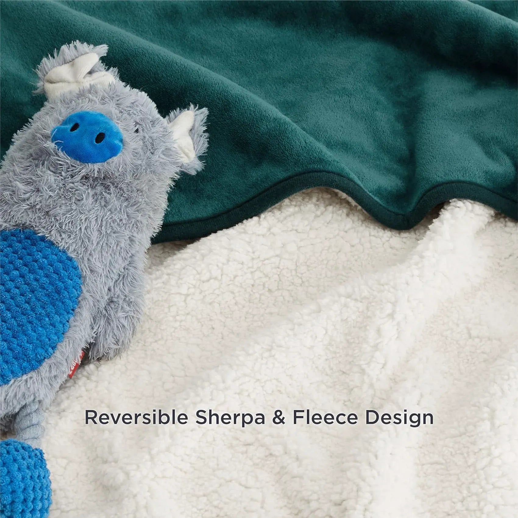 Reversible Sherpa & Microfiber Fleece Dog Blanket