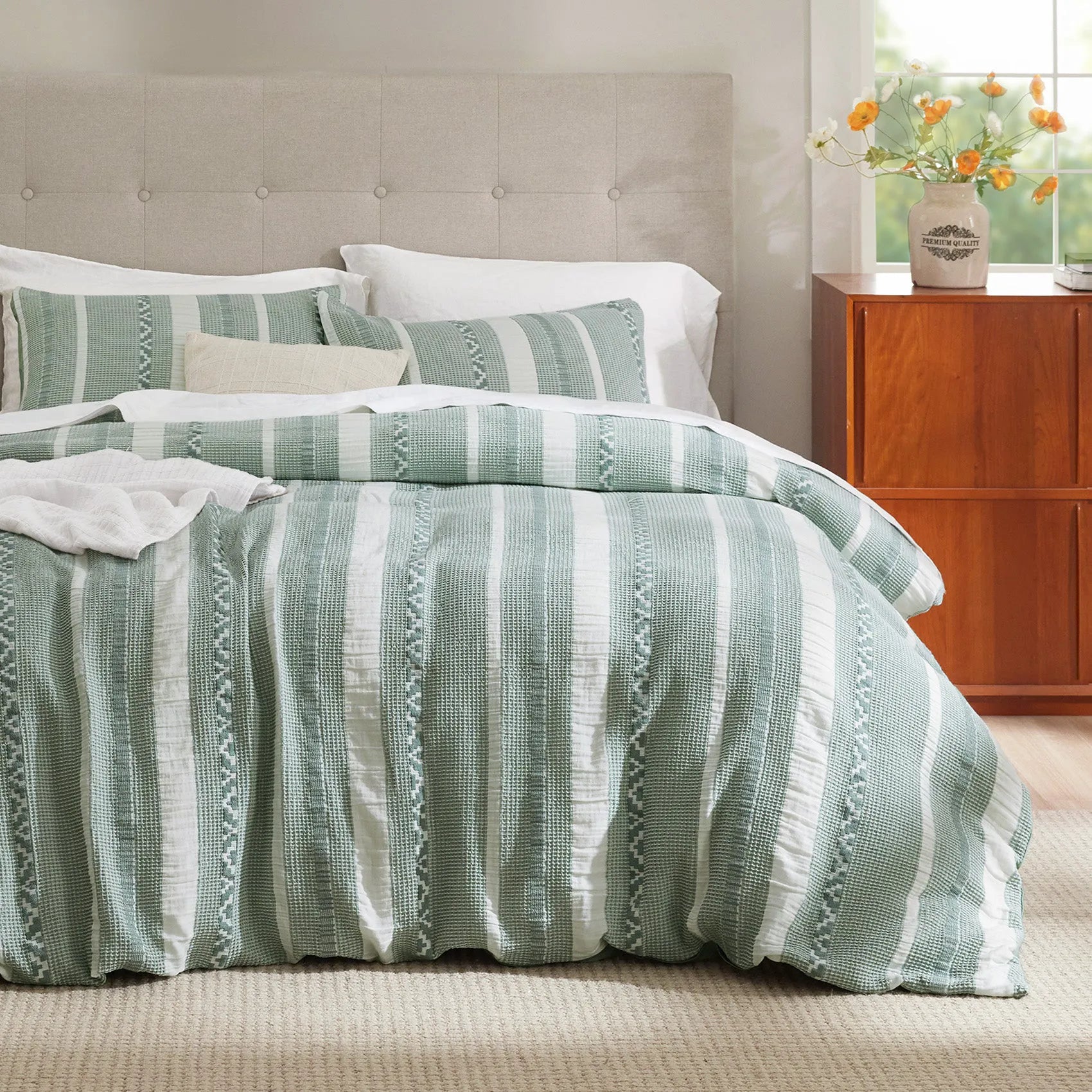 PureWoven™ Cotton Boho Waffle Weave Duvet Cover Set