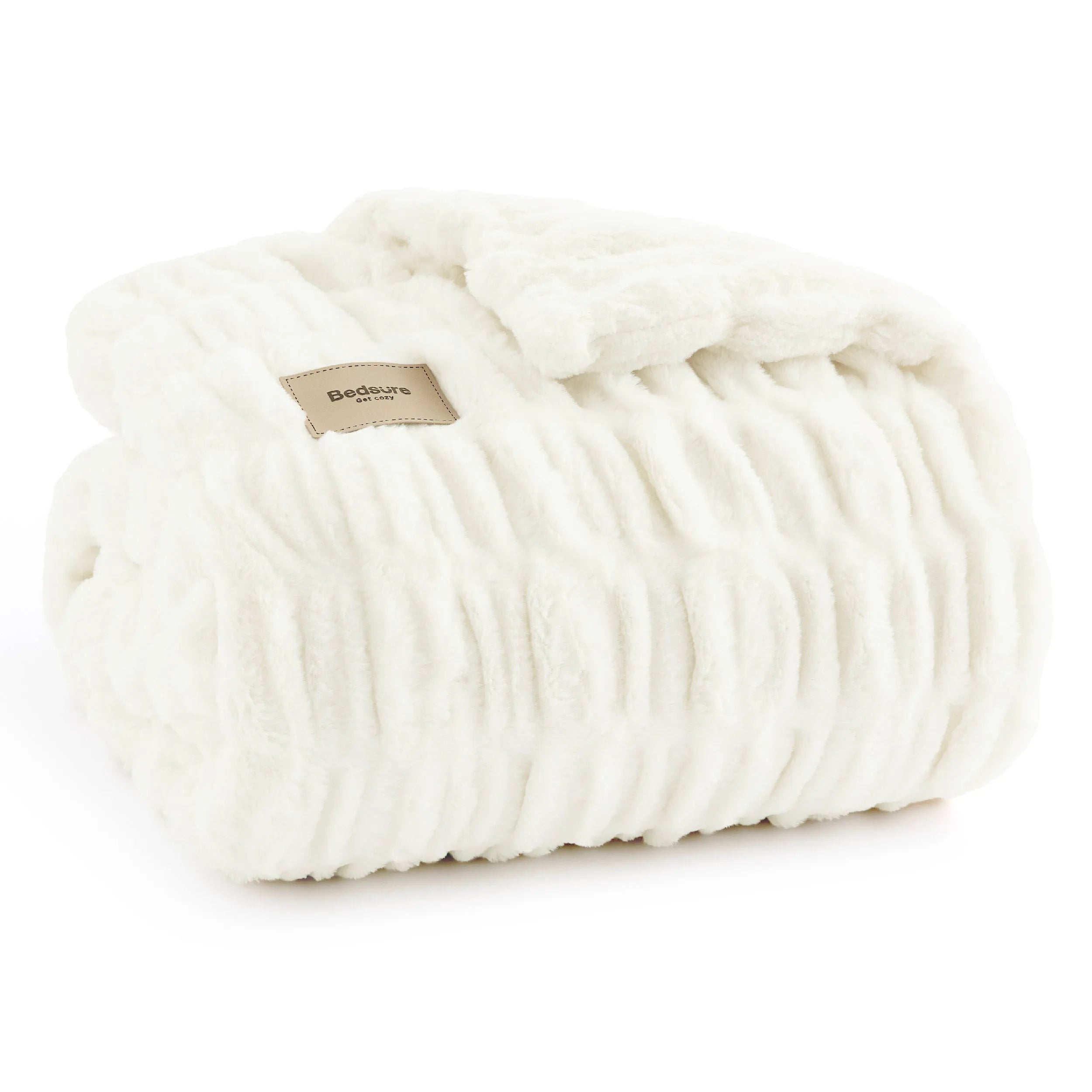 Double-Sided Faux Fur Ruched Throw Blanket
