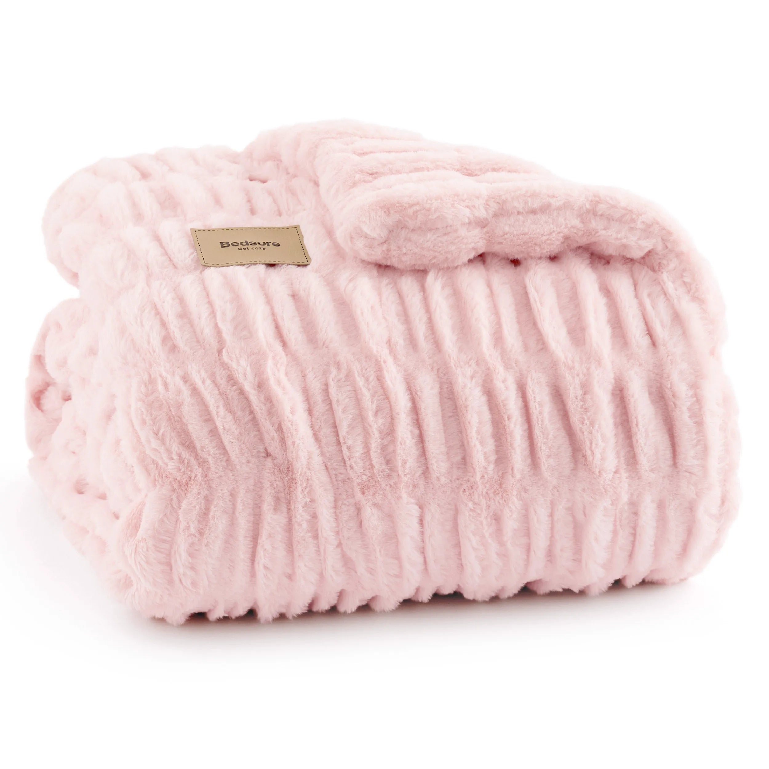 Double-Sided Faux Fur Ruched Throw Blanket