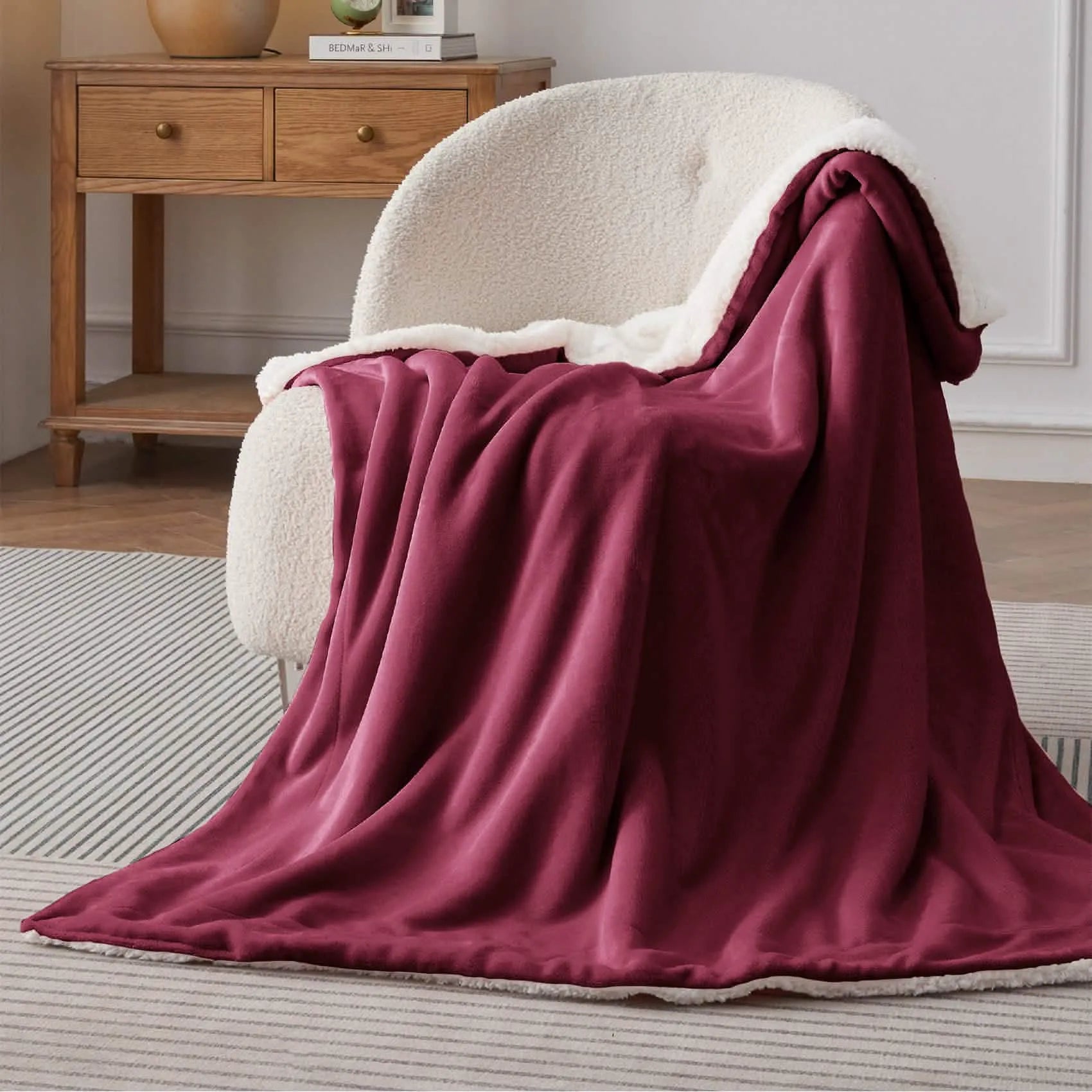 Cozy Sherpa Fleece Throw Blanket