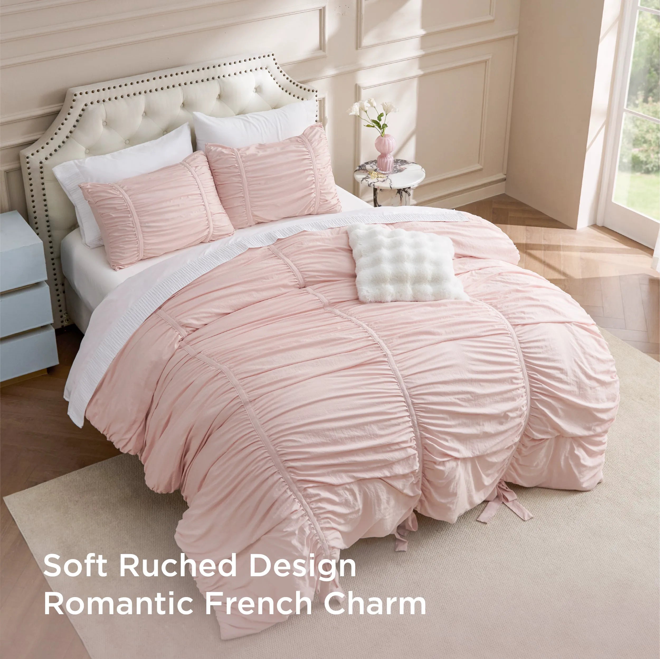 Ruched Bow Comforter Set