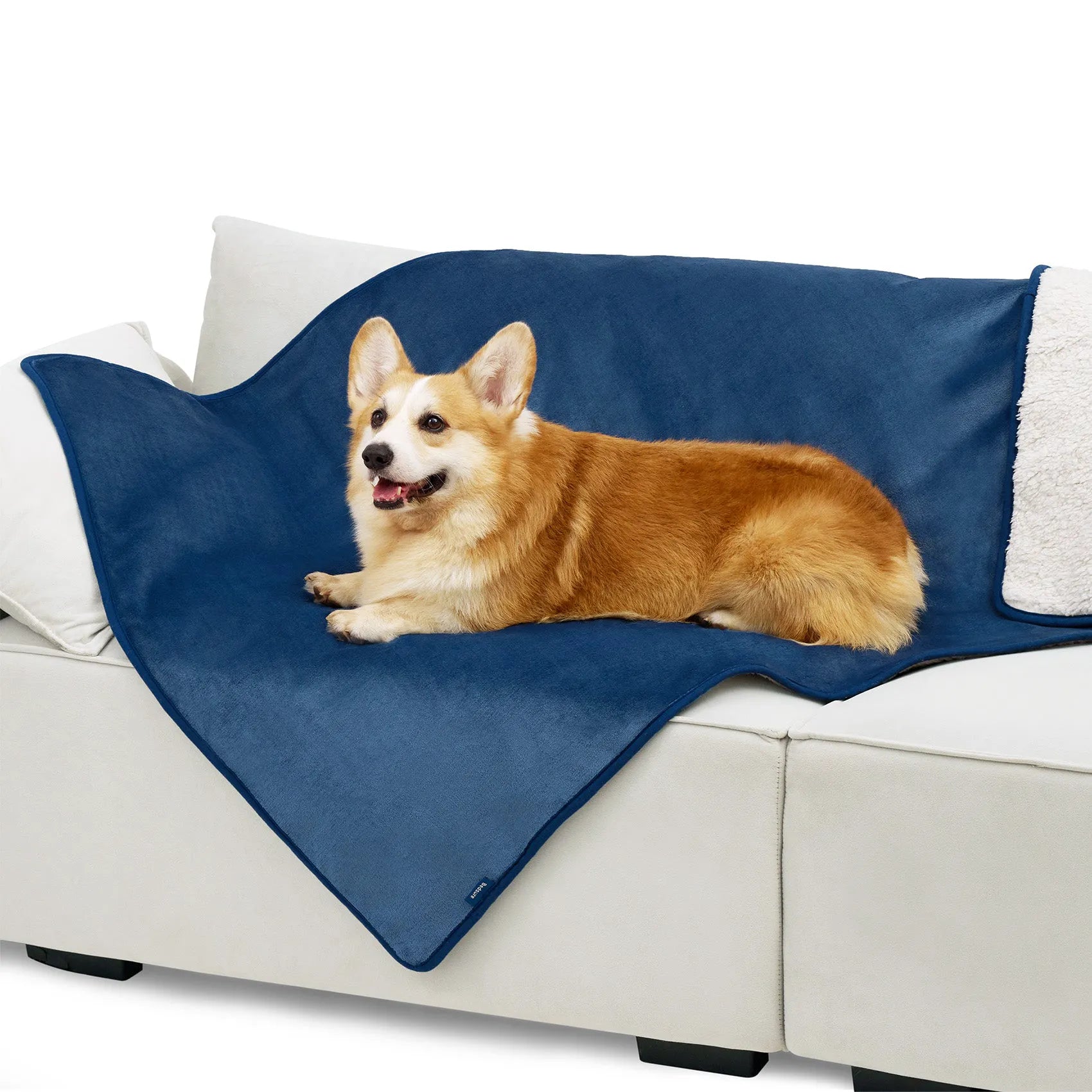 Reversible Sherpa & Microfiber Fleece Dog Blanket