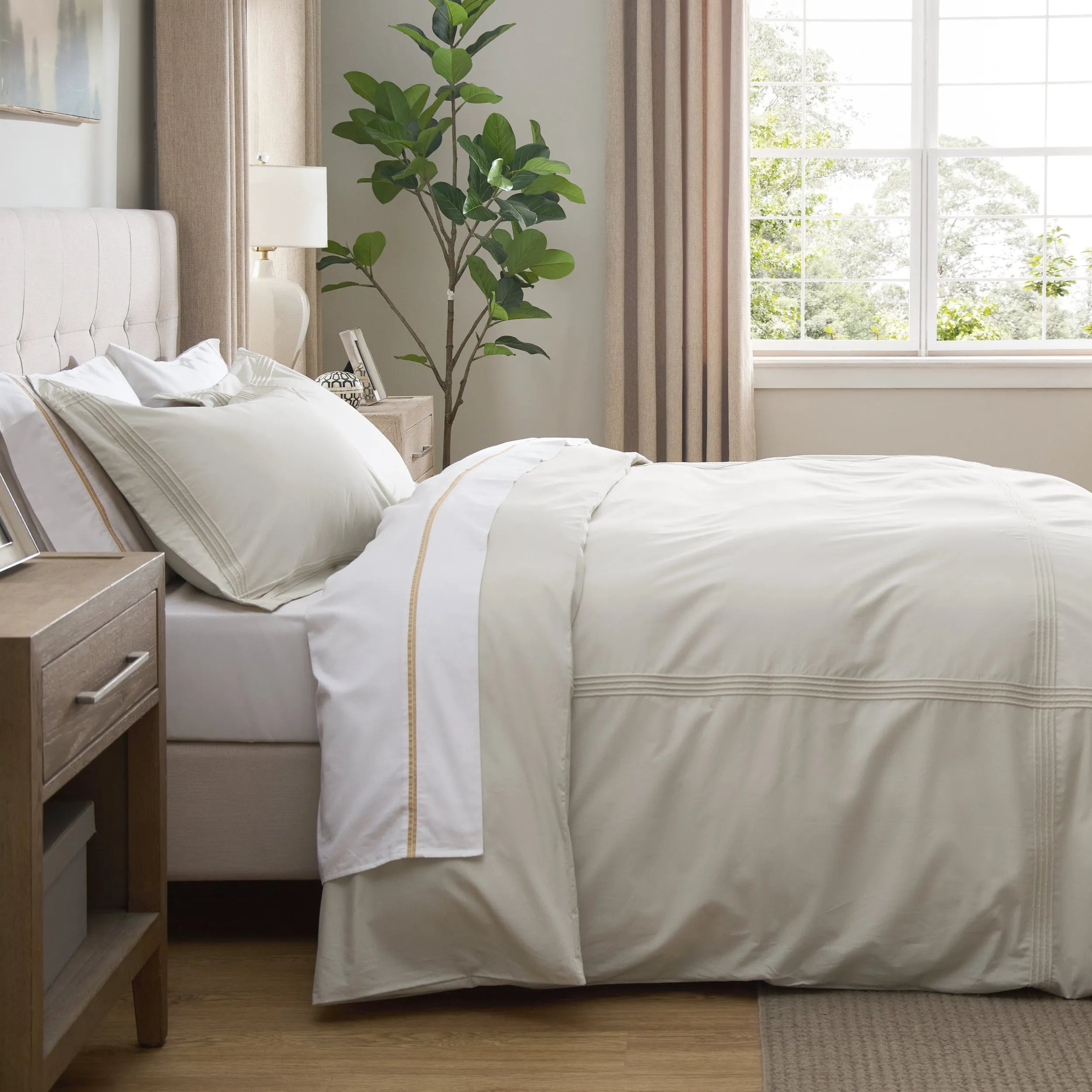 PureWoven™ Cotton Embroidered Hotel Duvet Cover Set