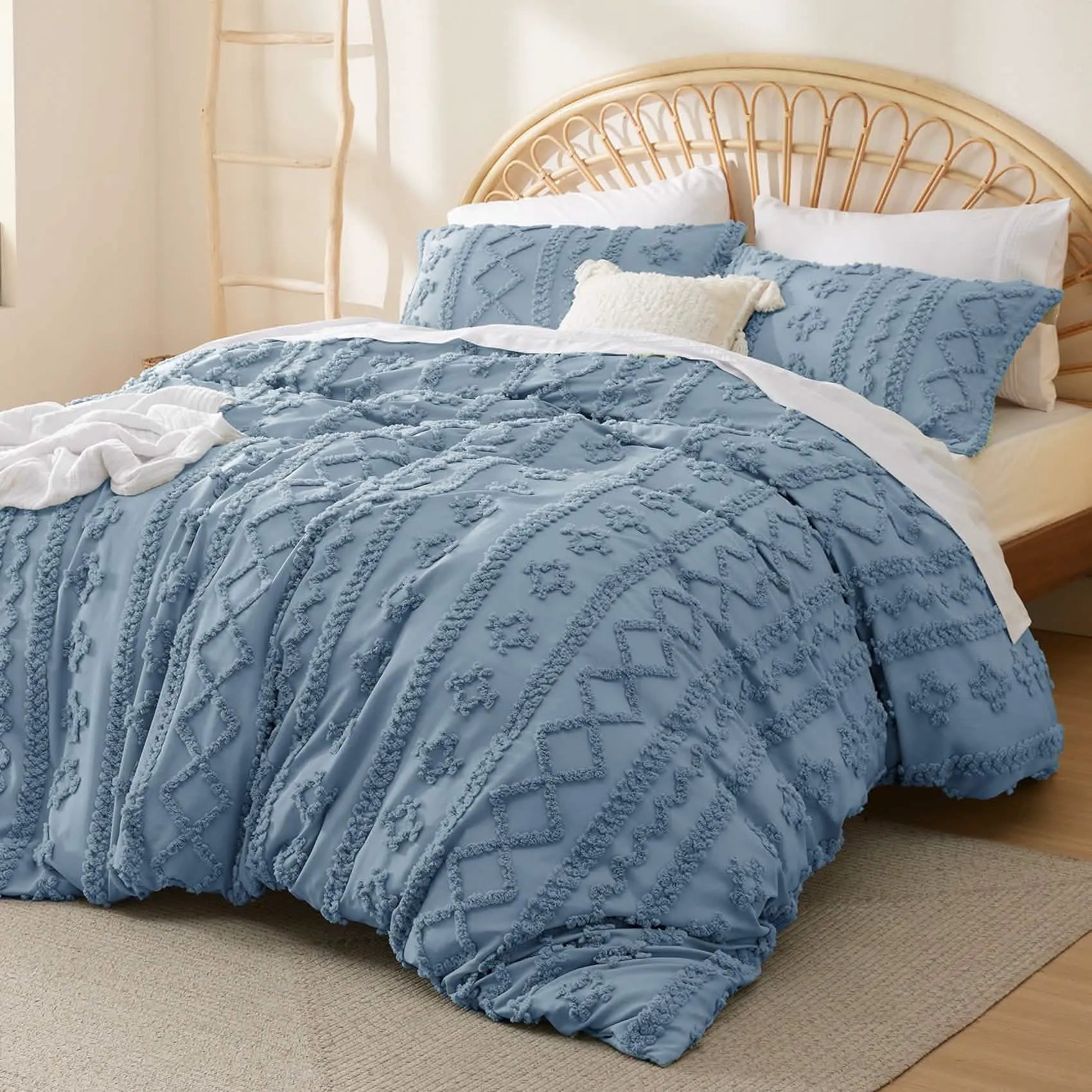 Boho Tufted Embroidery Duvet Cover Set