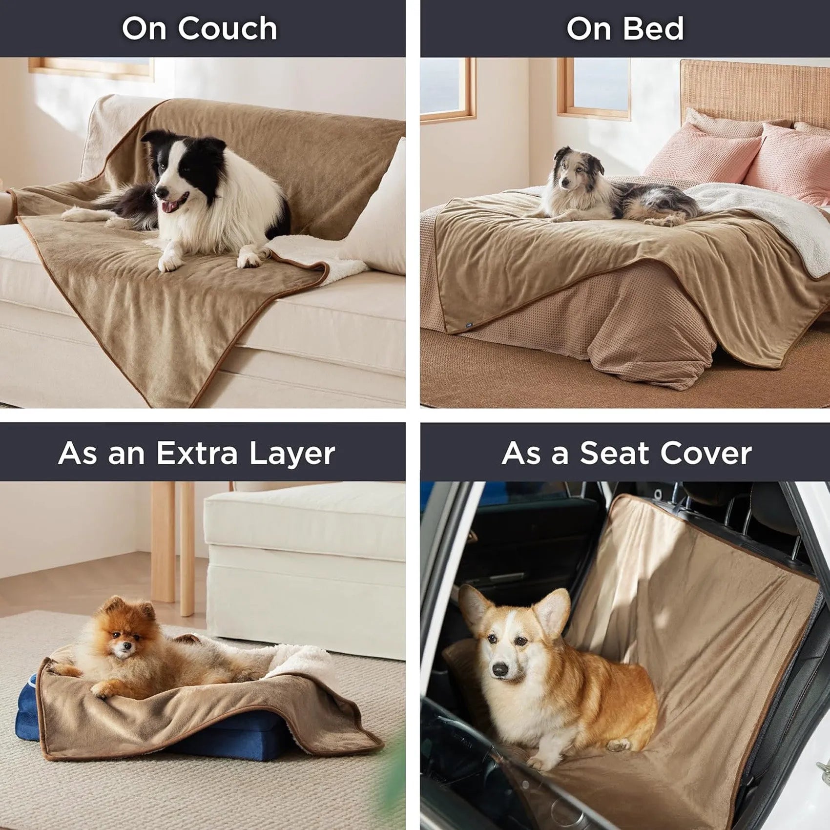 Reversible Sherpa & Microfiber Fleece Dog Blanket
