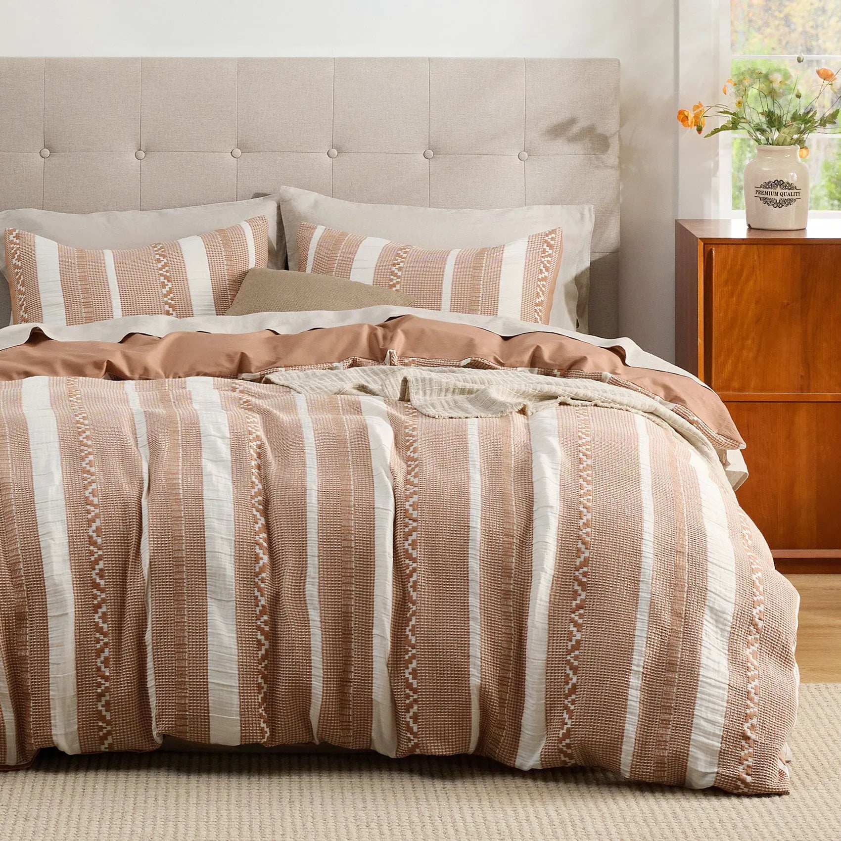 PureWoven™ Cotton Boho Waffle Weave Duvet Cover Set