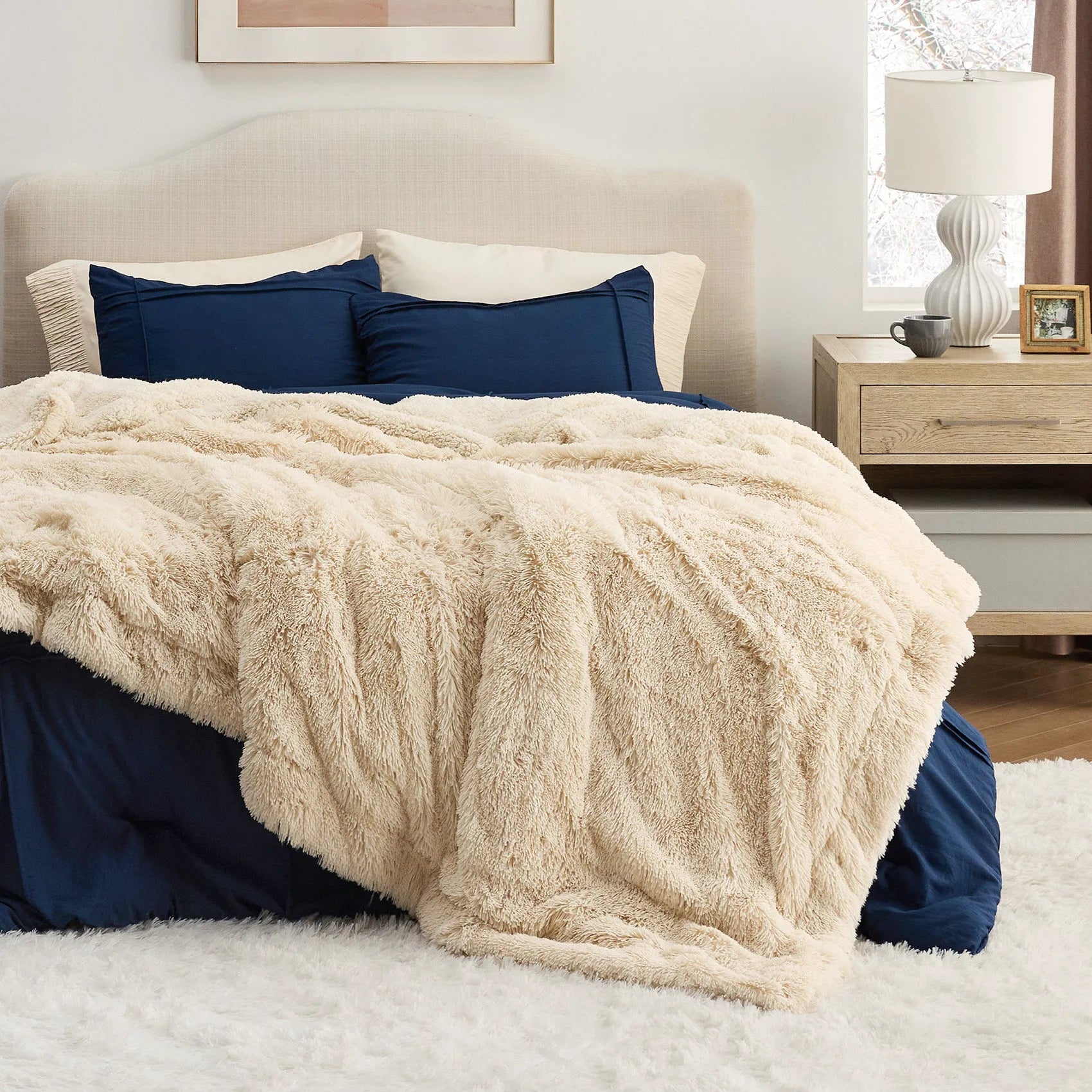 Fuzzy Faux Fur Throw Blanket