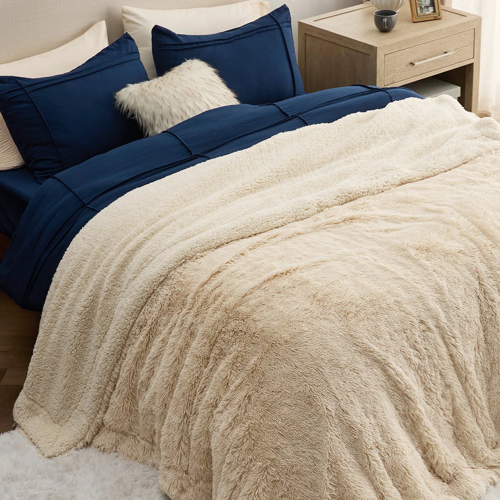 Fuzzy Faux Fur Throw Blanket