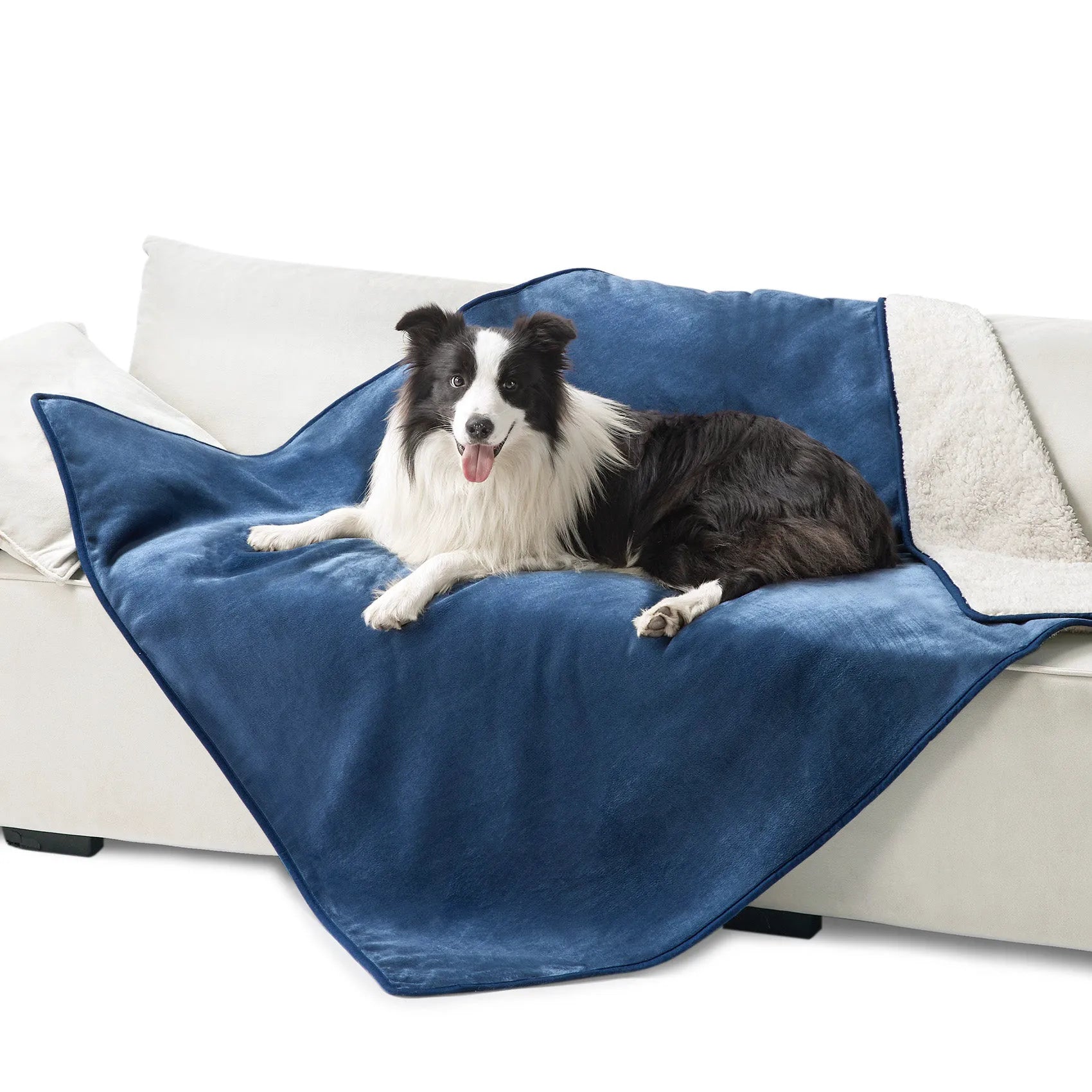 Reversible Sherpa & Microfiber Fleece Dog Blanket