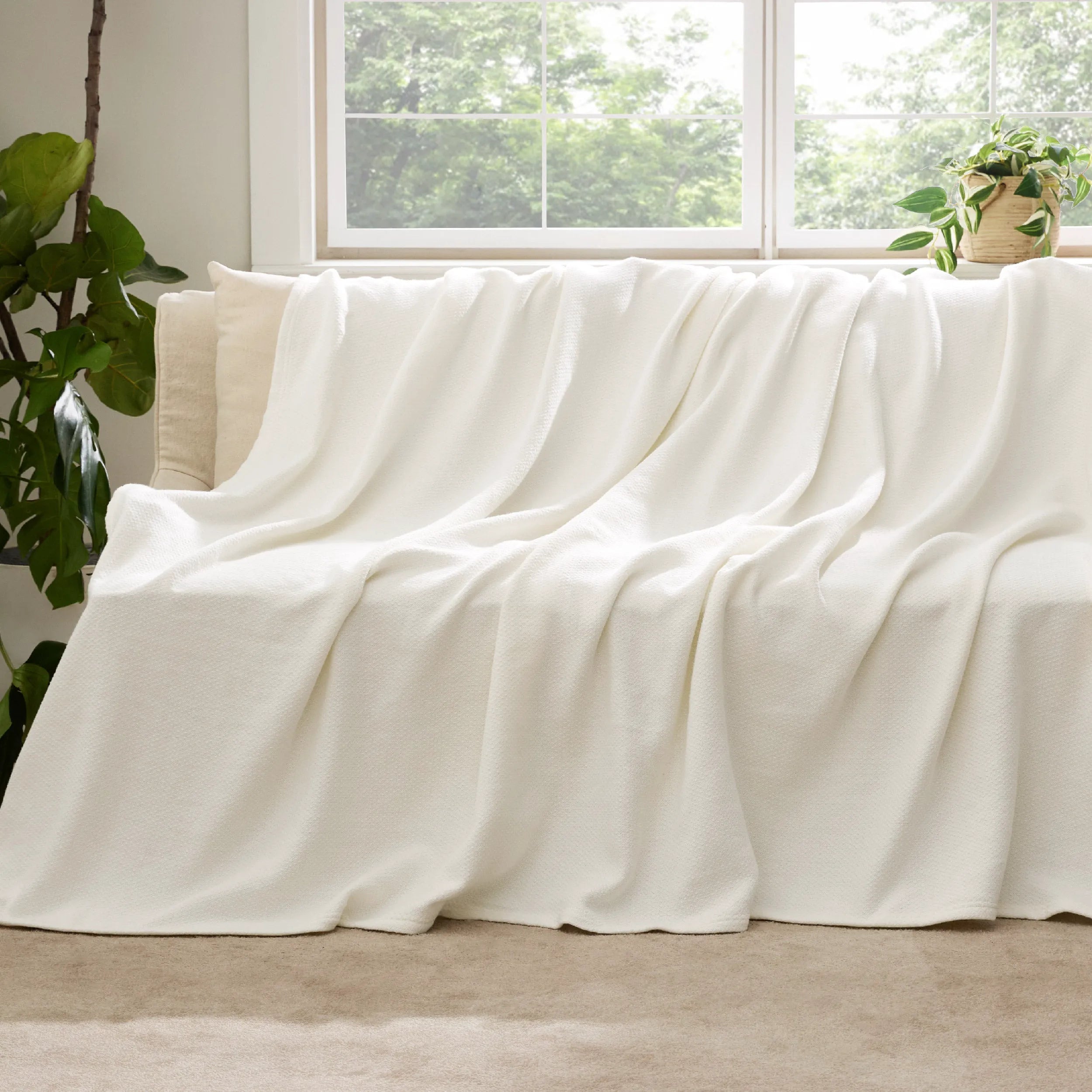 100% Cotton Herringbone Woven Blanket