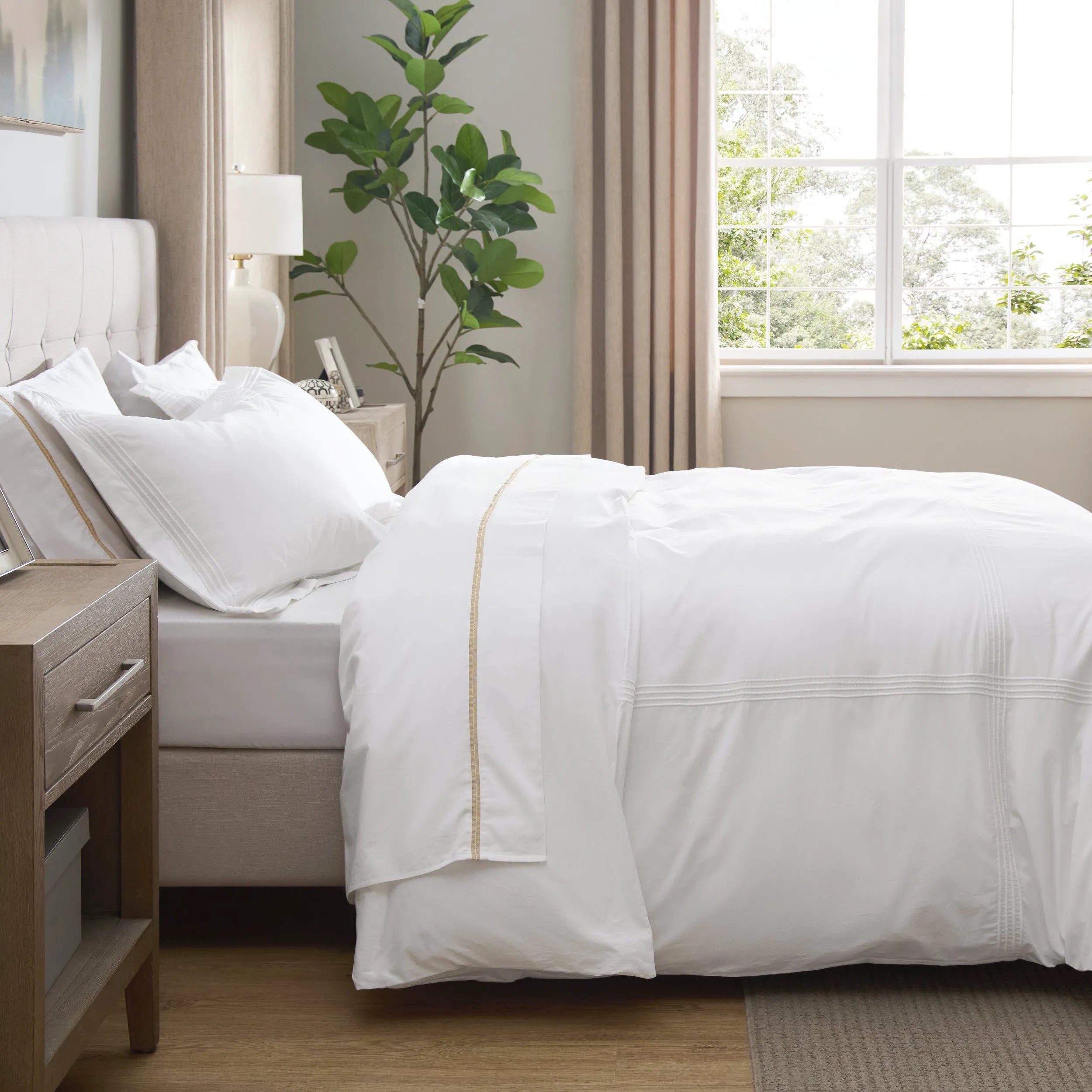 PureWoven™ Cotton Embroidered Hotel Duvet Cover Set