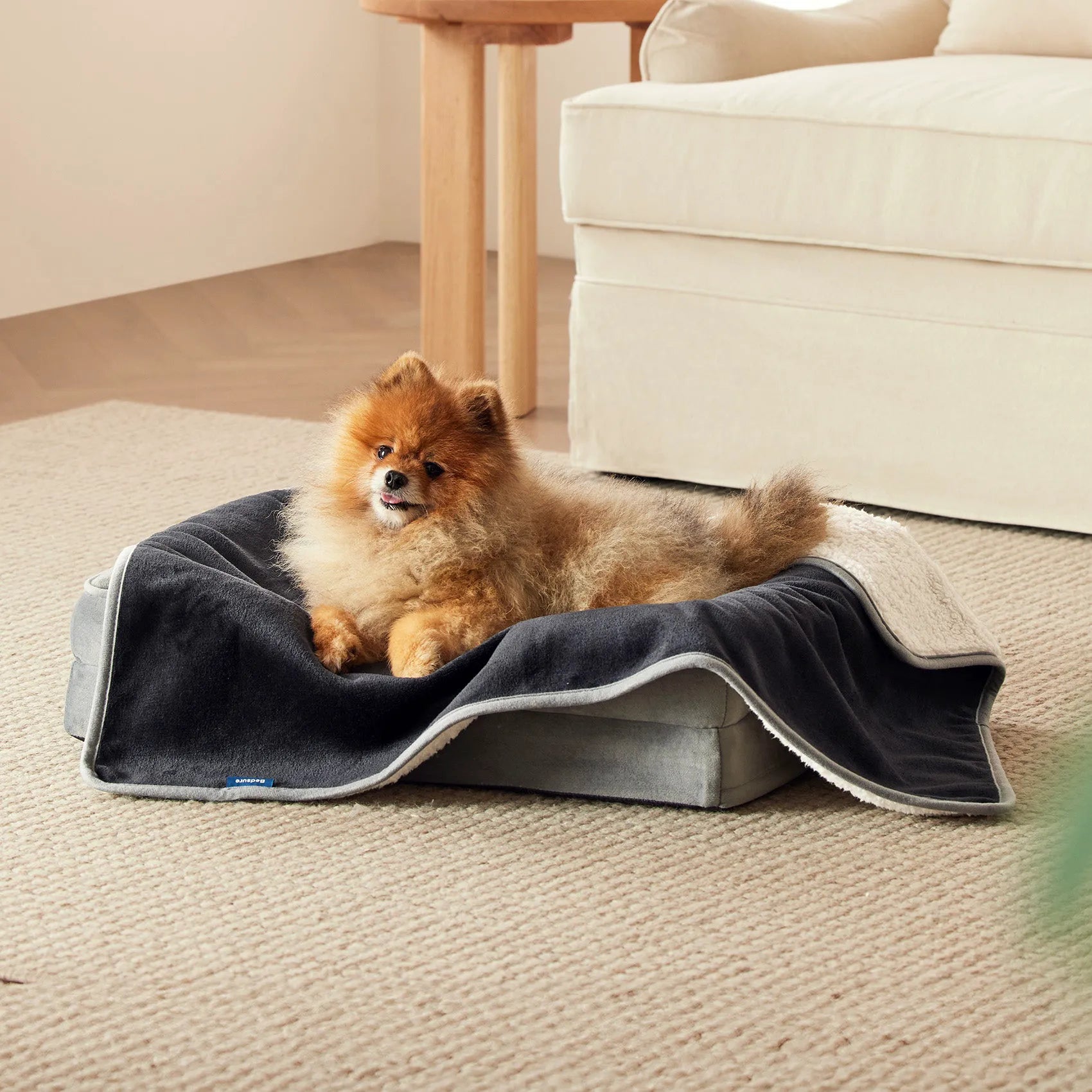 Reversible Sherpa & Microfiber Fleece Dog Blanket