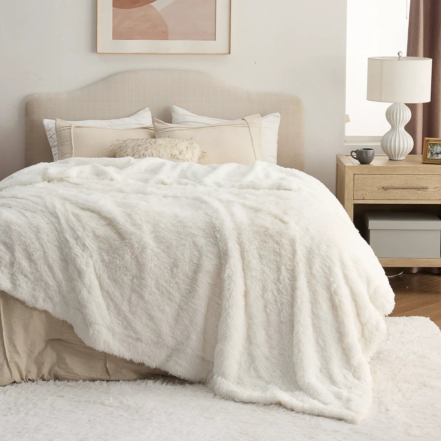 Fuzzy Faux Fur Throw Blanket
