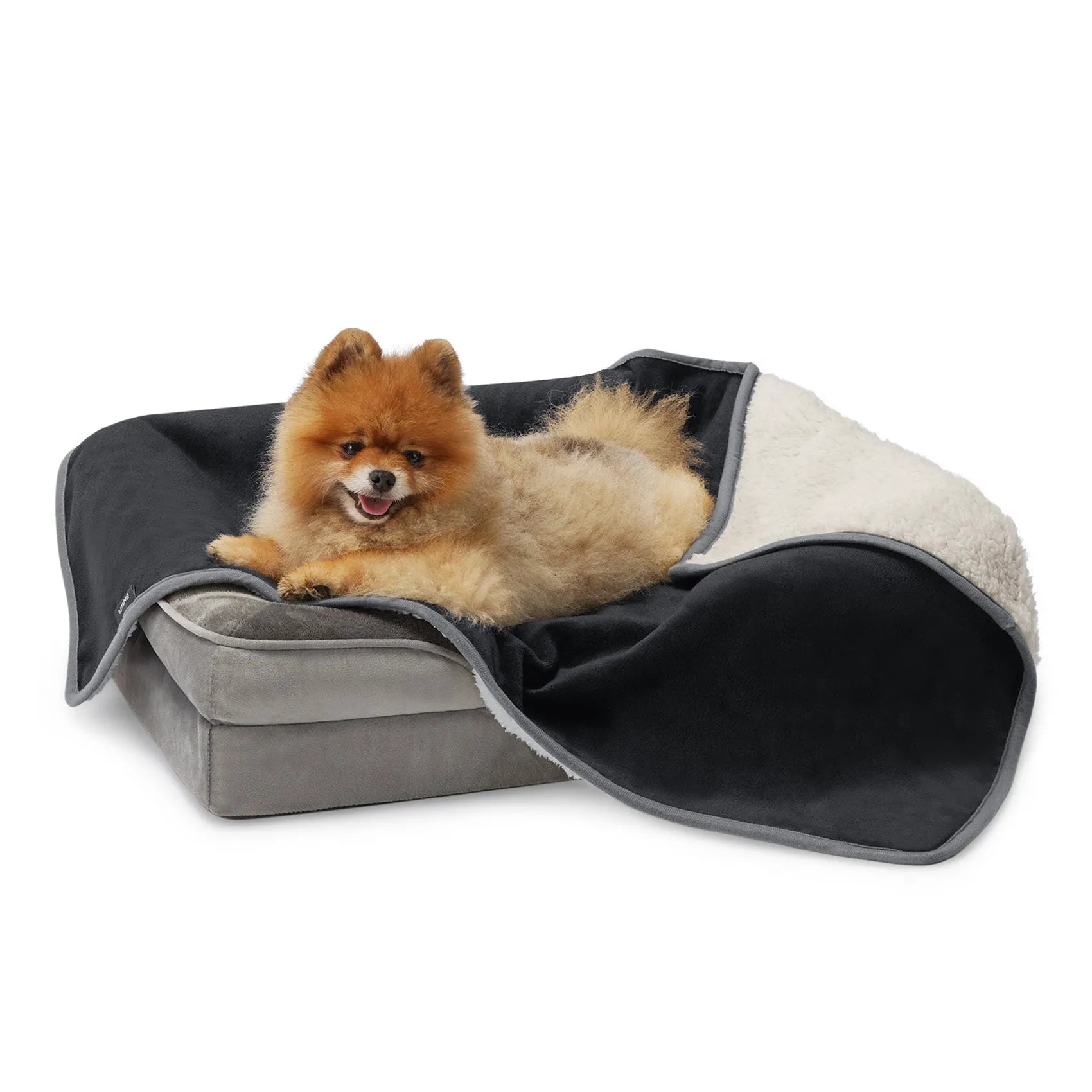 Reversible Sherpa & Microfiber Fleece Dog Blanket