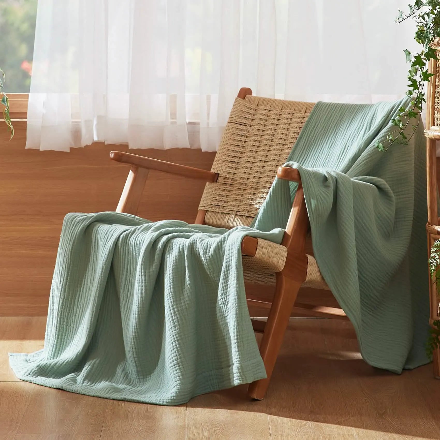 Spring Gauze Throw Blanket, 100% Cotton
