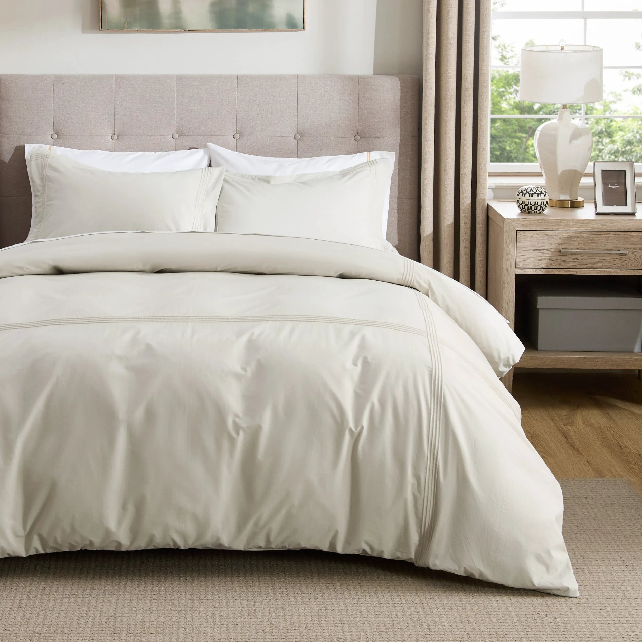 PureWoven™ Cotton Embroidered Hotel Duvet Cover Set
