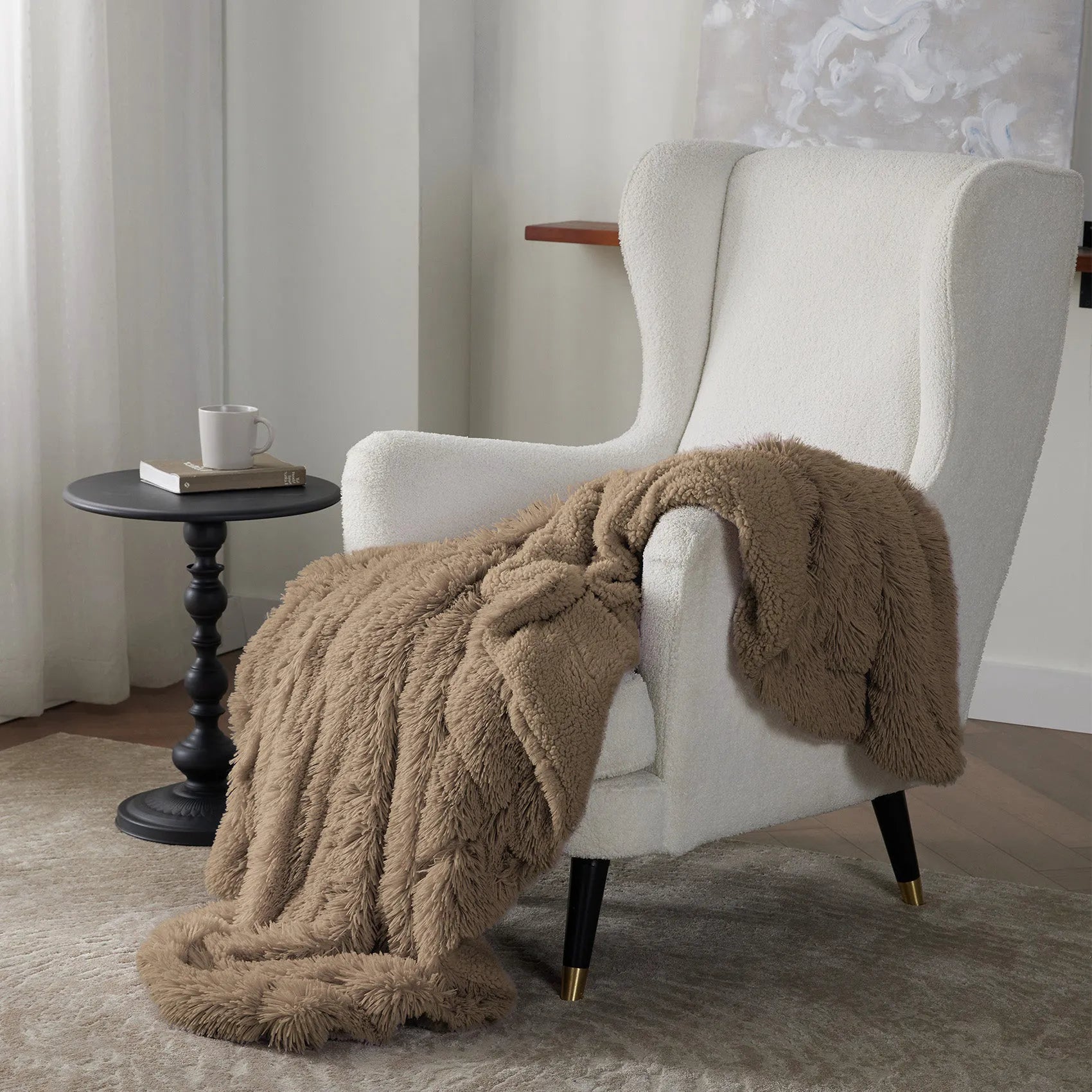 Fuzzy Faux Fur Throw Blanket