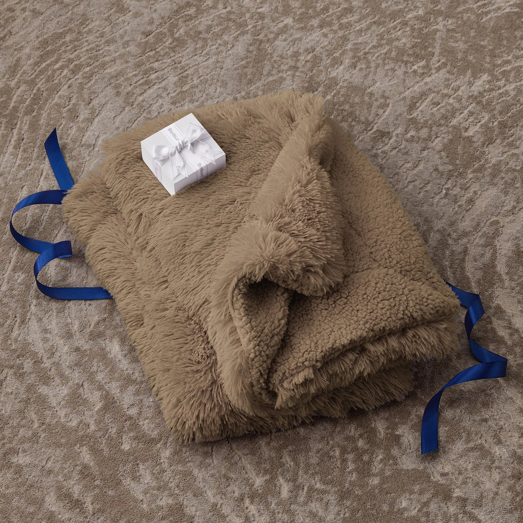 Fuzzy Faux Fur Throw Blanket