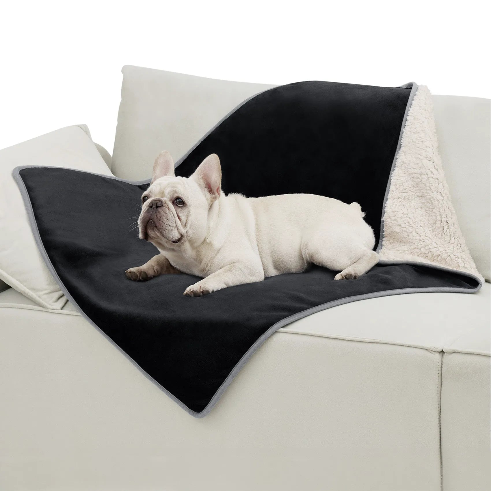 Reversible Sherpa & Microfiber Fleece Dog Blanket