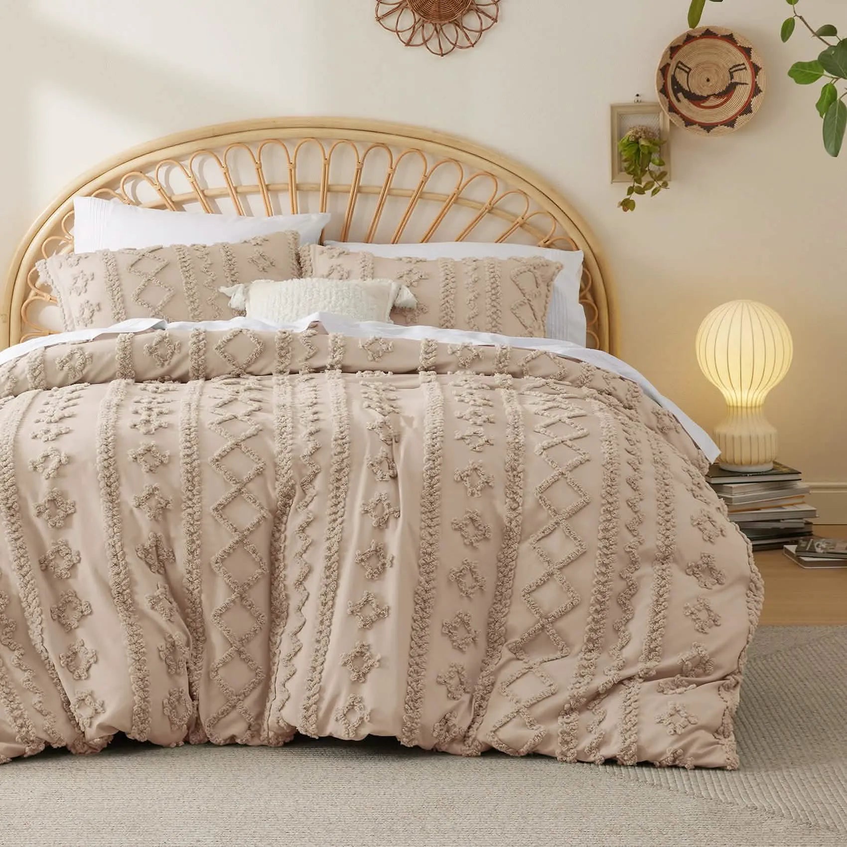 Boho Tufted Embroidery Duvet Cover Set