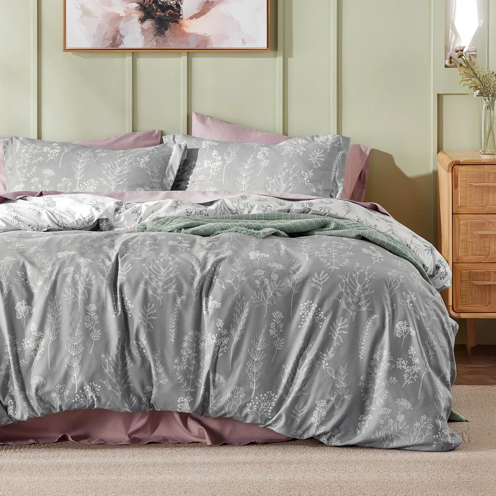 Reversible Floral Duvet Cover Set
