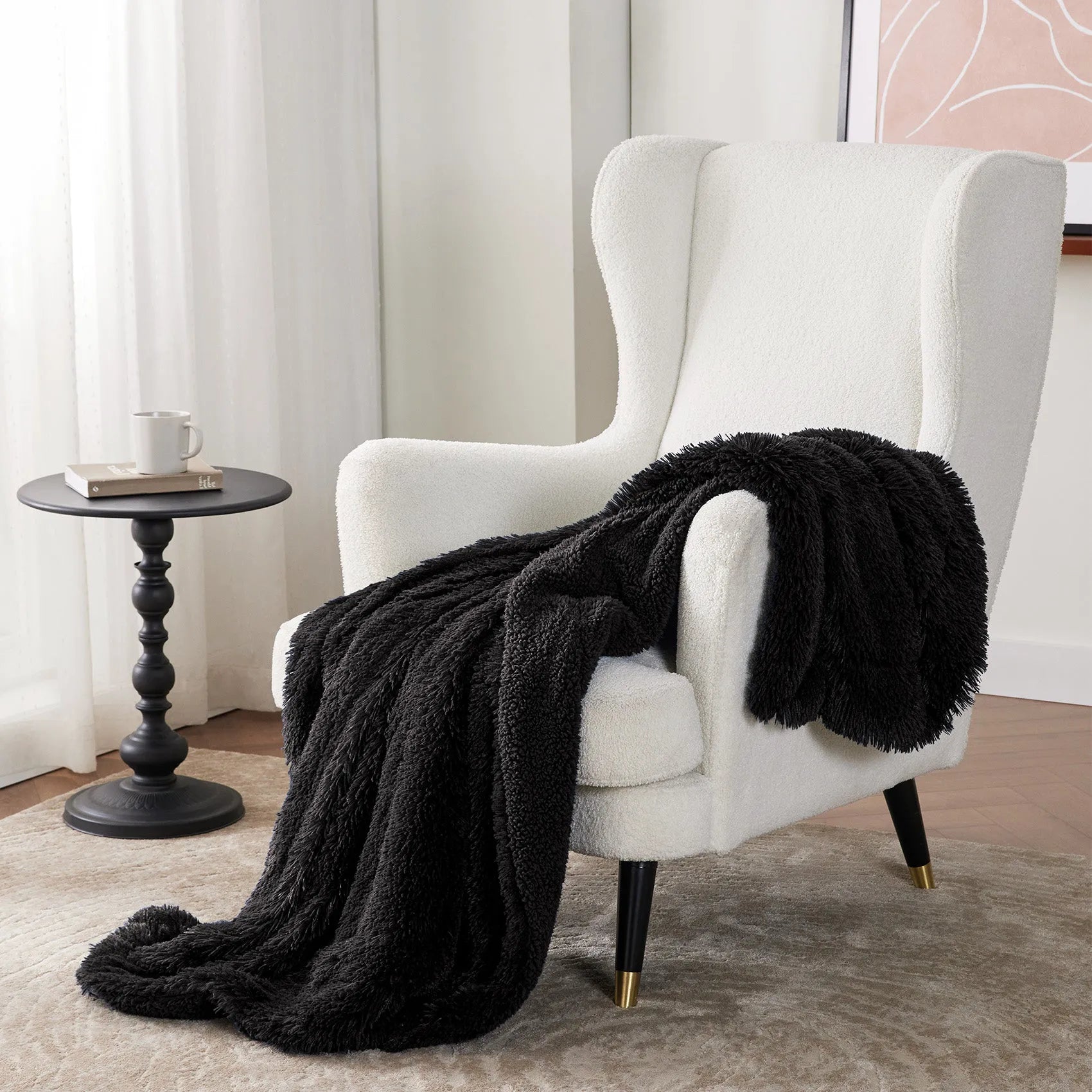 Fuzzy Faux Fur Throw Blanket