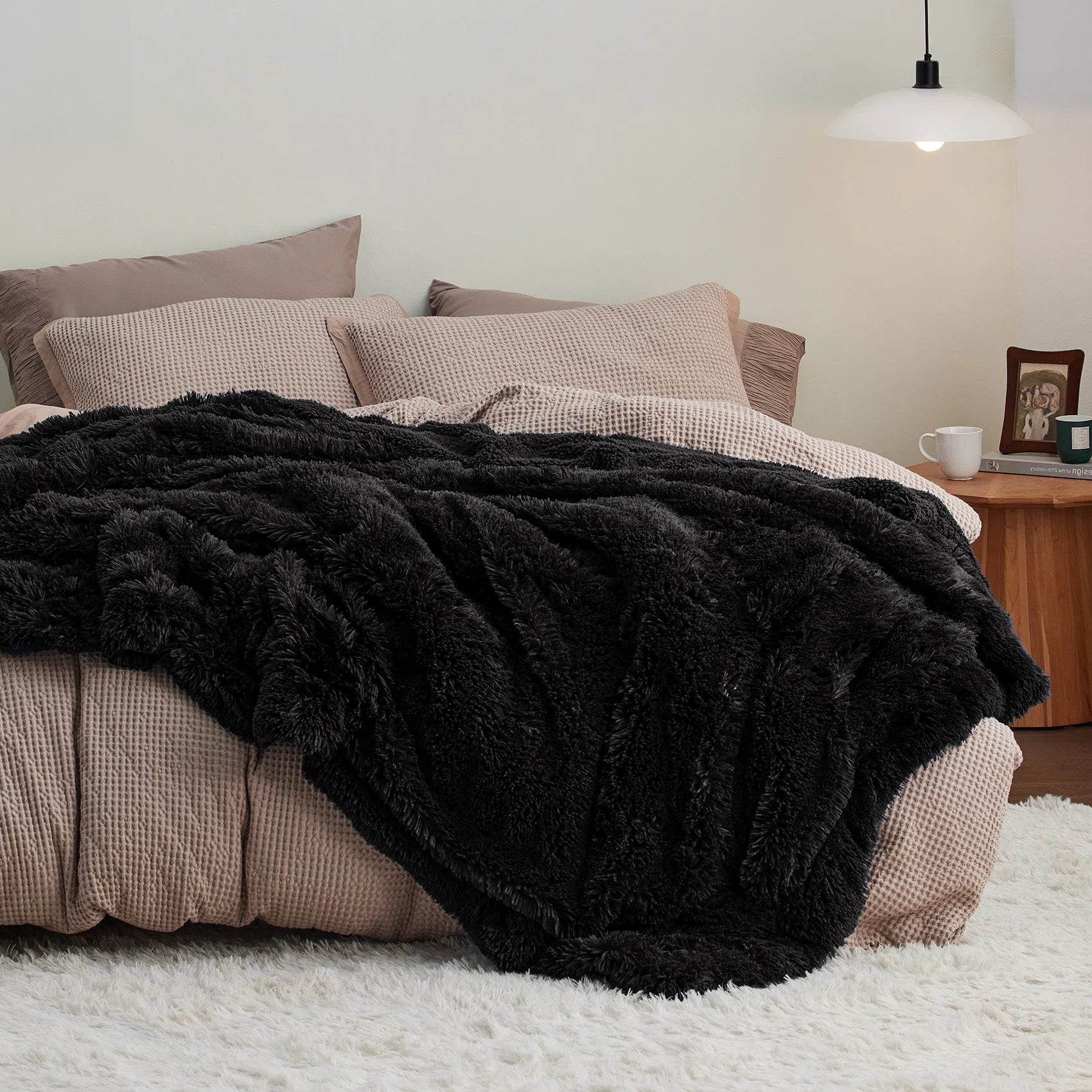Fuzzy Faux Fur Throw Blanket