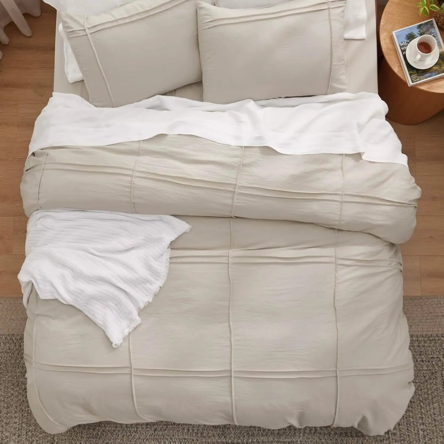 Striped Tufted Embroidered Duvet Cover Set