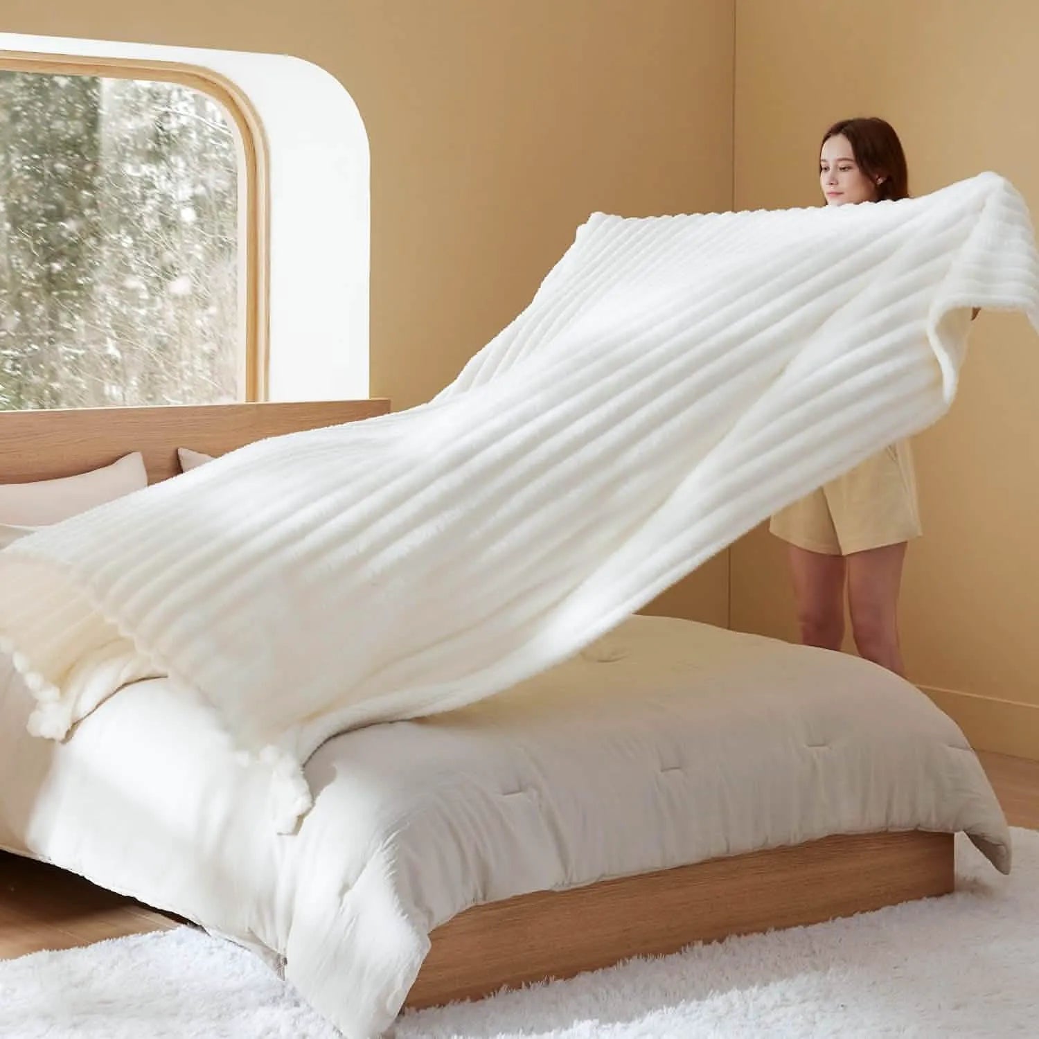 Luxplush Striped Throw Blanket