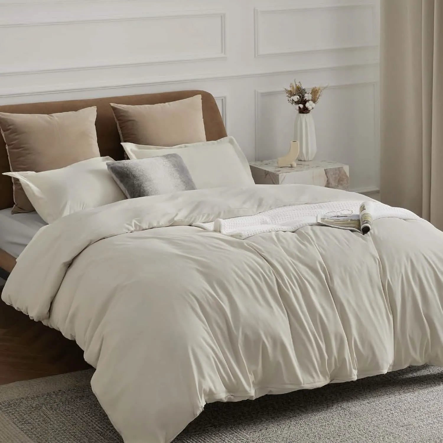 Brushed Microfiber Duvet Cover Set with Fitted Sheet