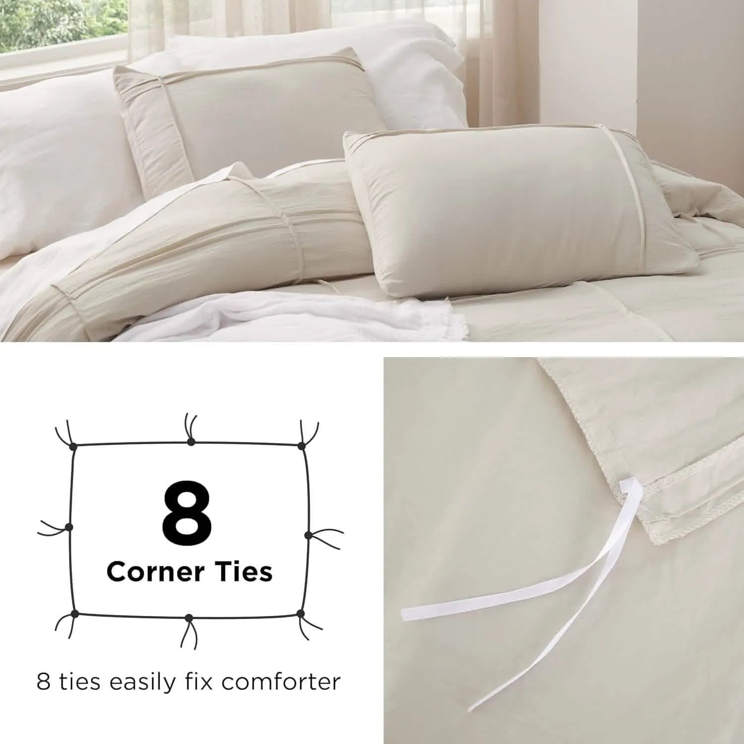 Striped Tufted Embroidered Duvet Cover Set