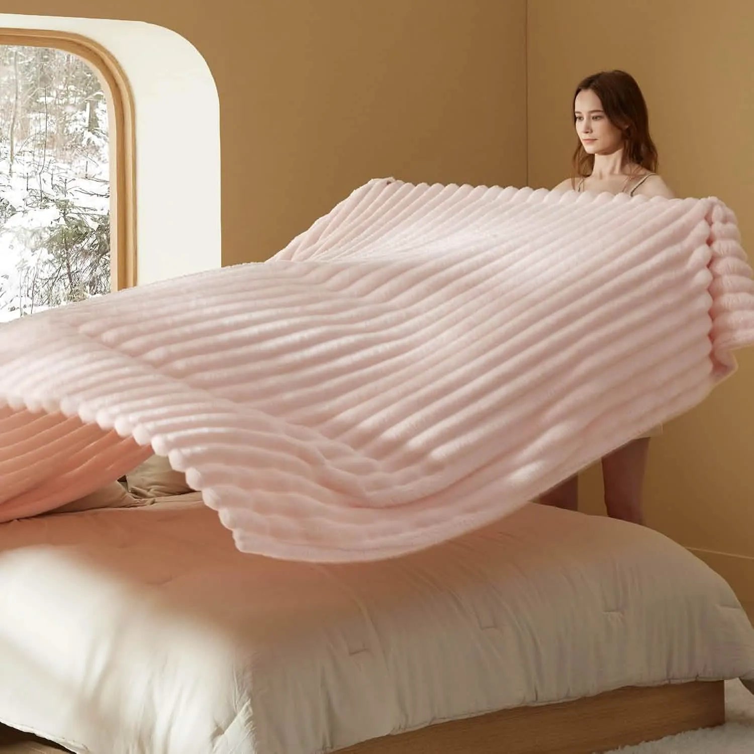 Luxplush Striped Throw Blanket