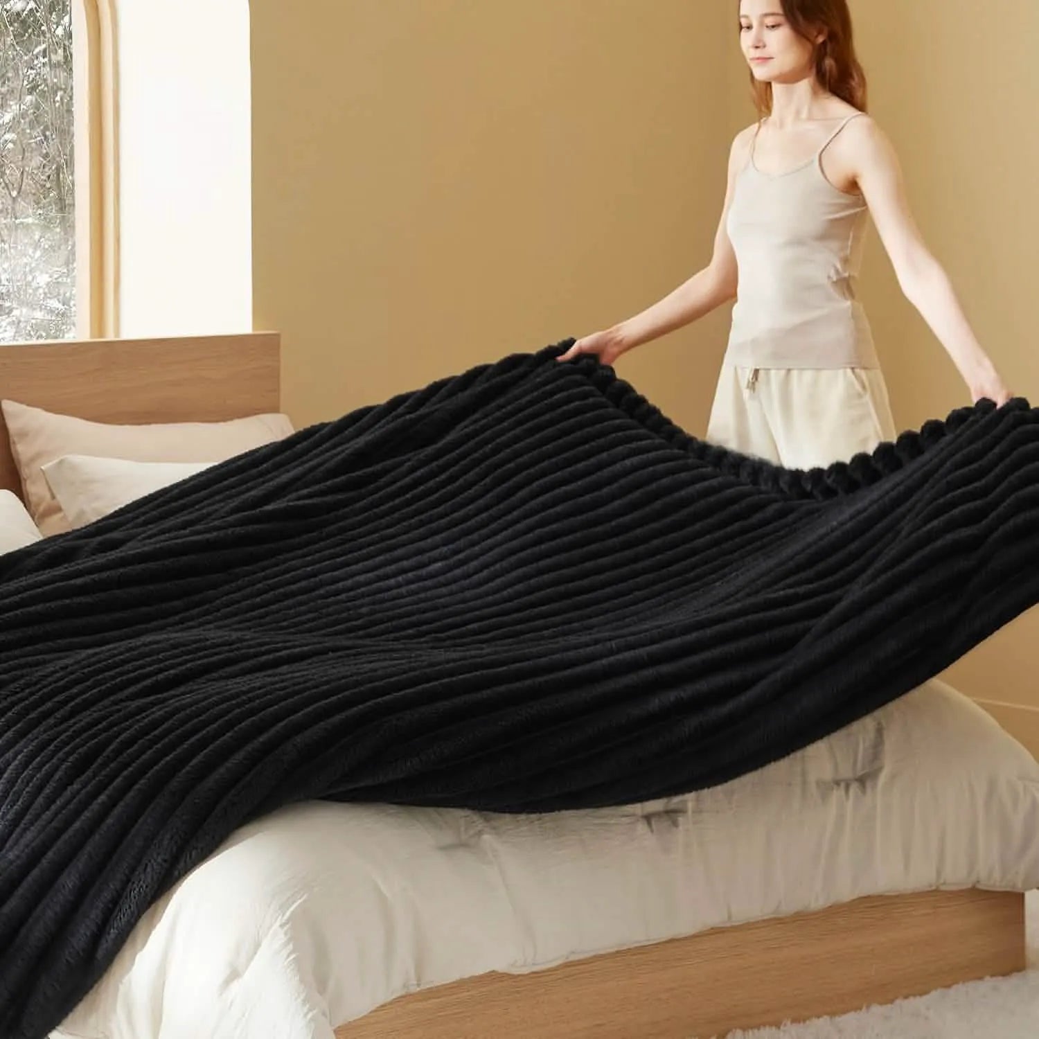 Luxplush Striped Throw Blanket