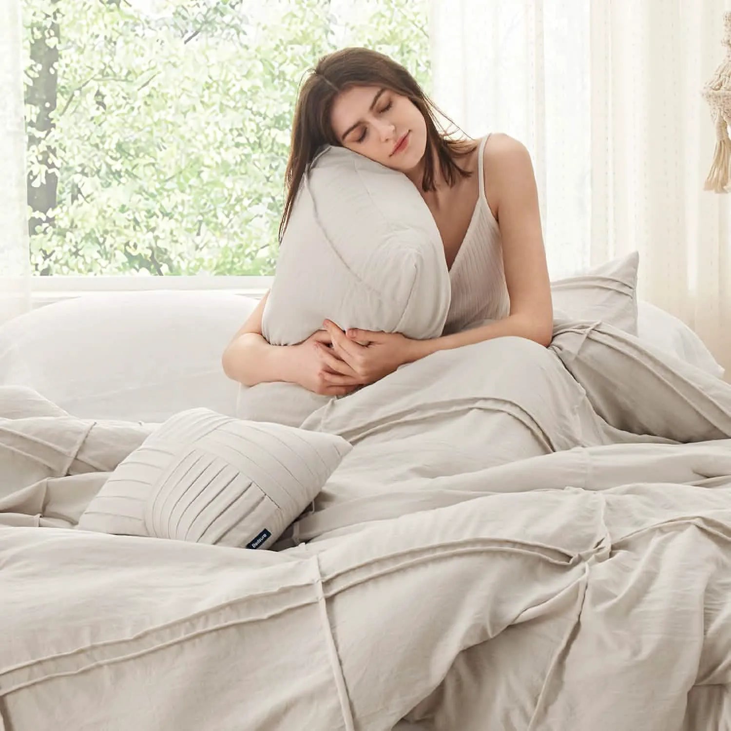 Striped Tufted Embroidered Duvet Cover Set